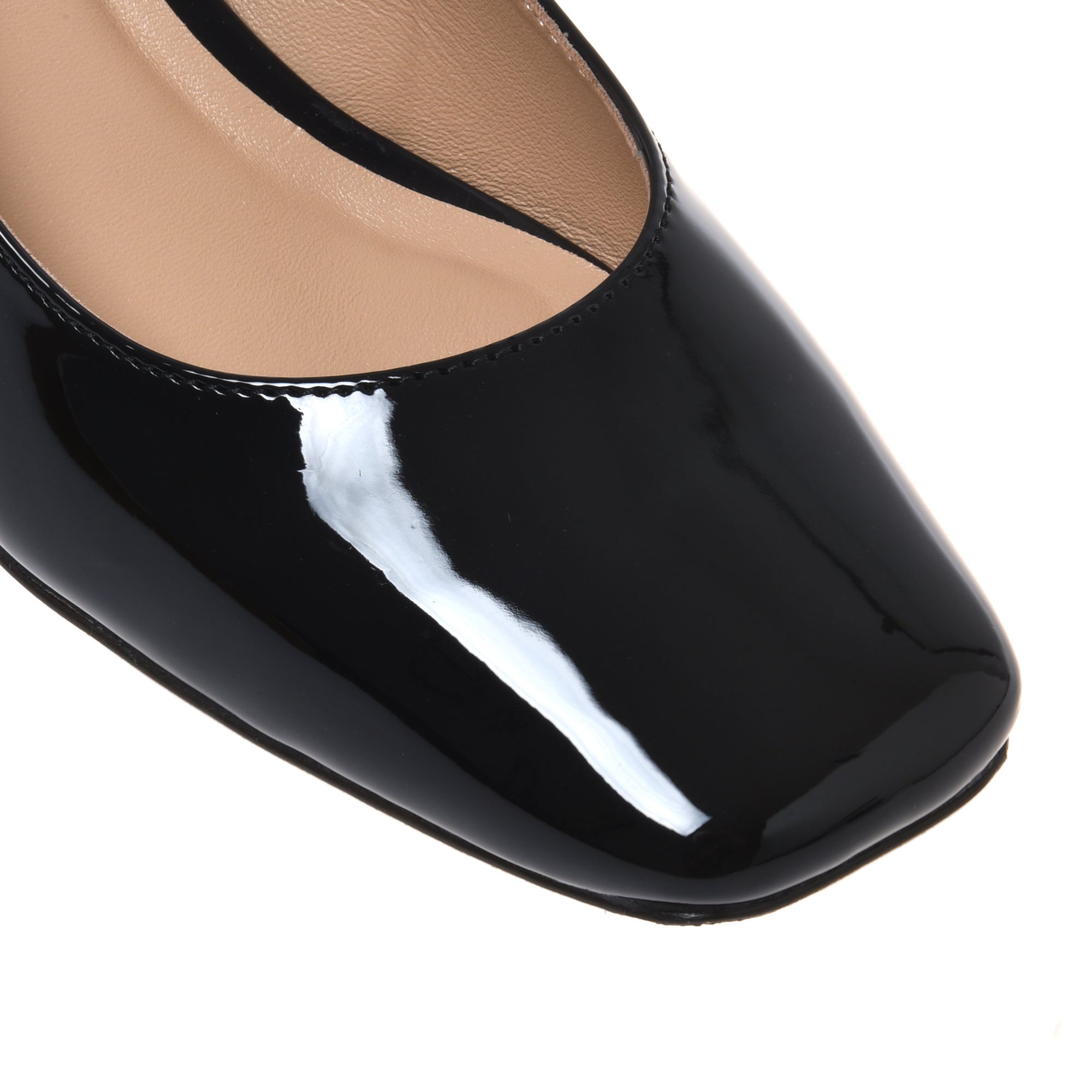 Black patent leather slingback