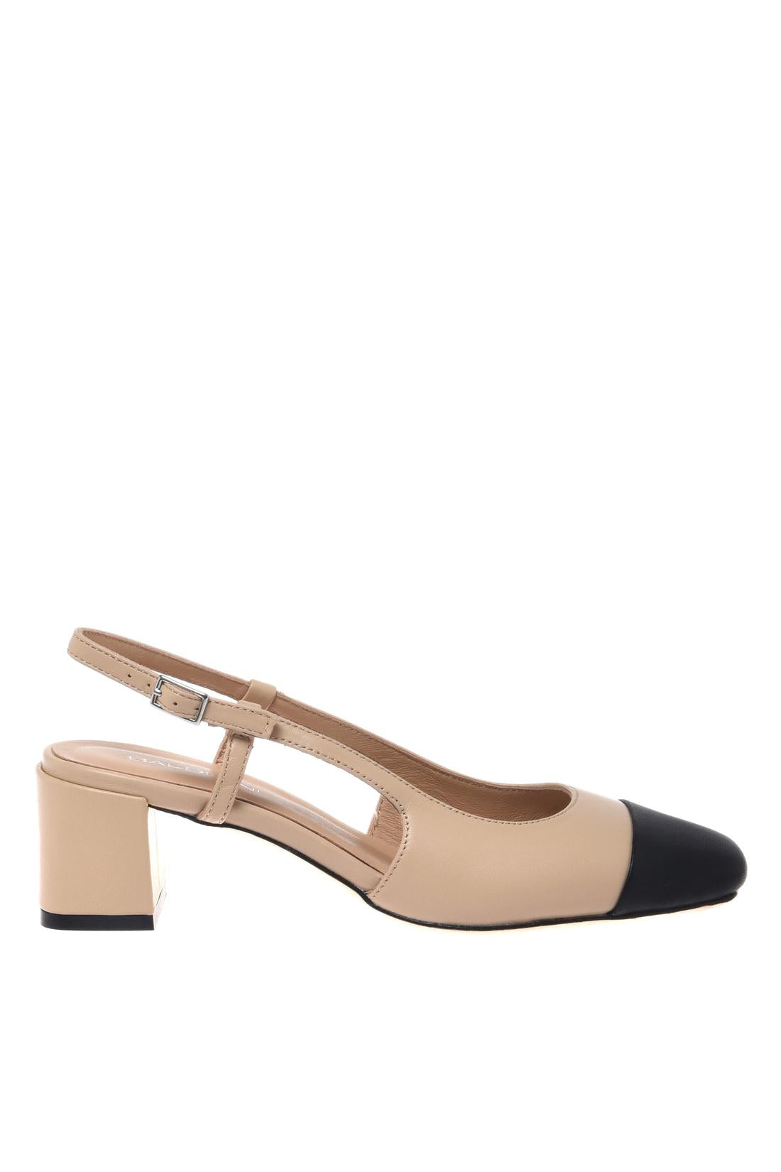 Black and nude leather slingback