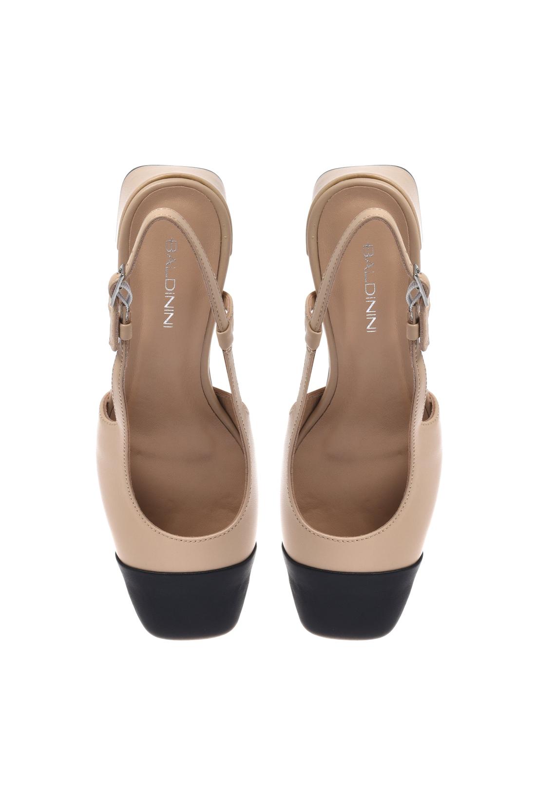 Black and nude leather slingback