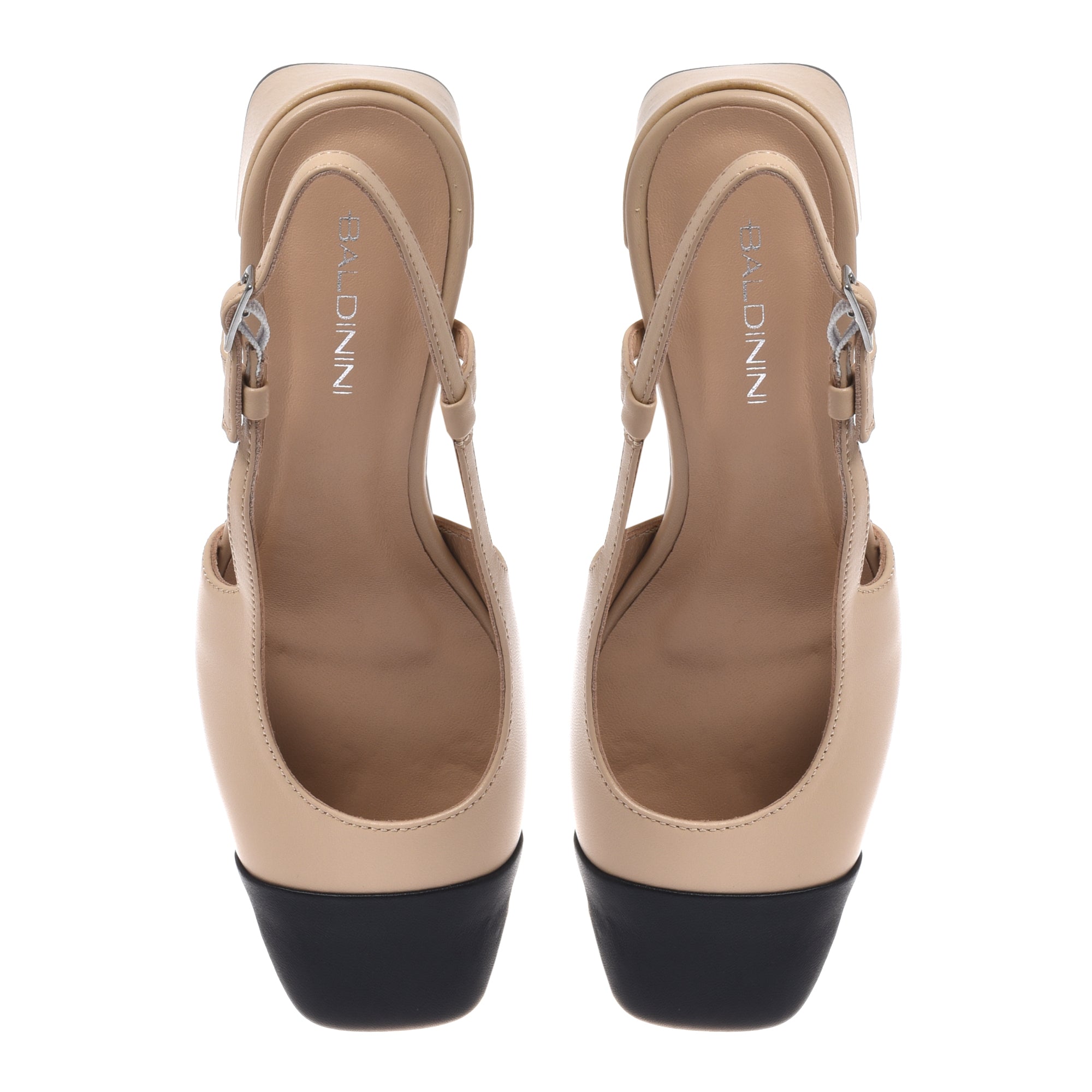Black and nude leather slingback