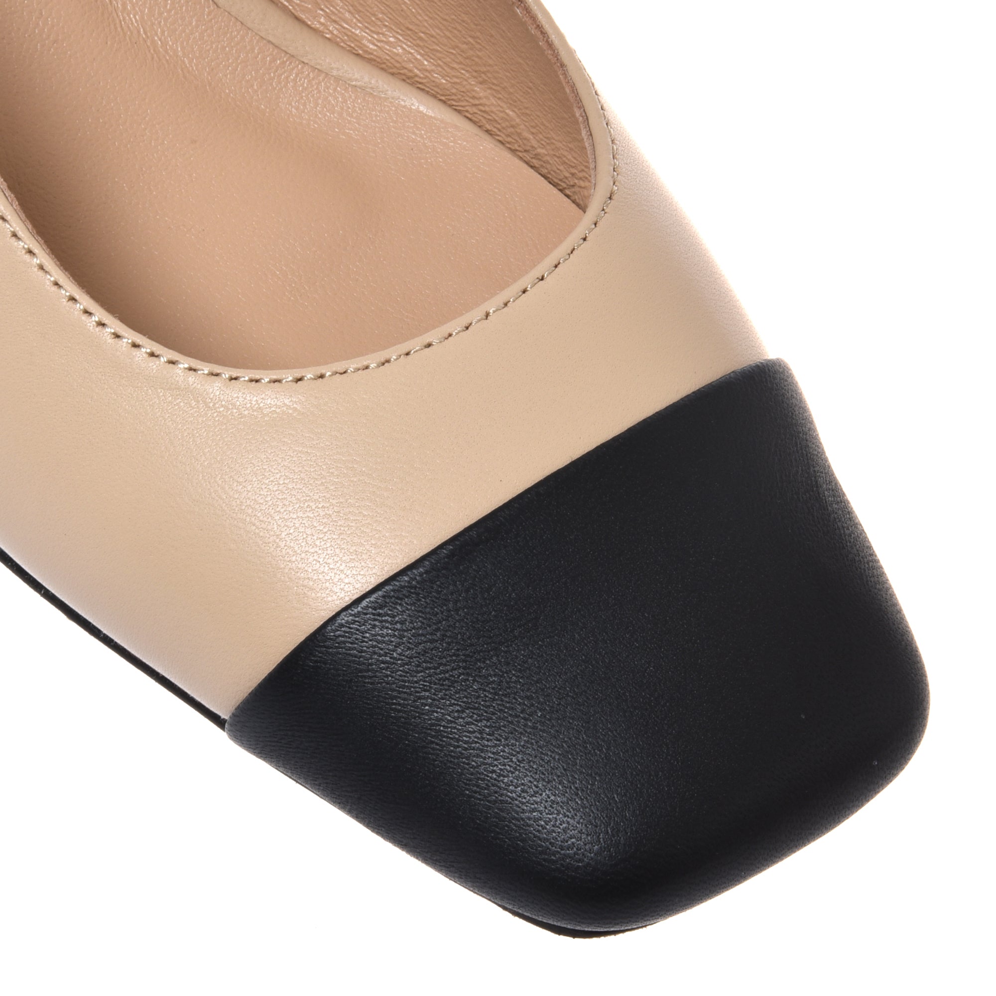 Black and nude leather slingback