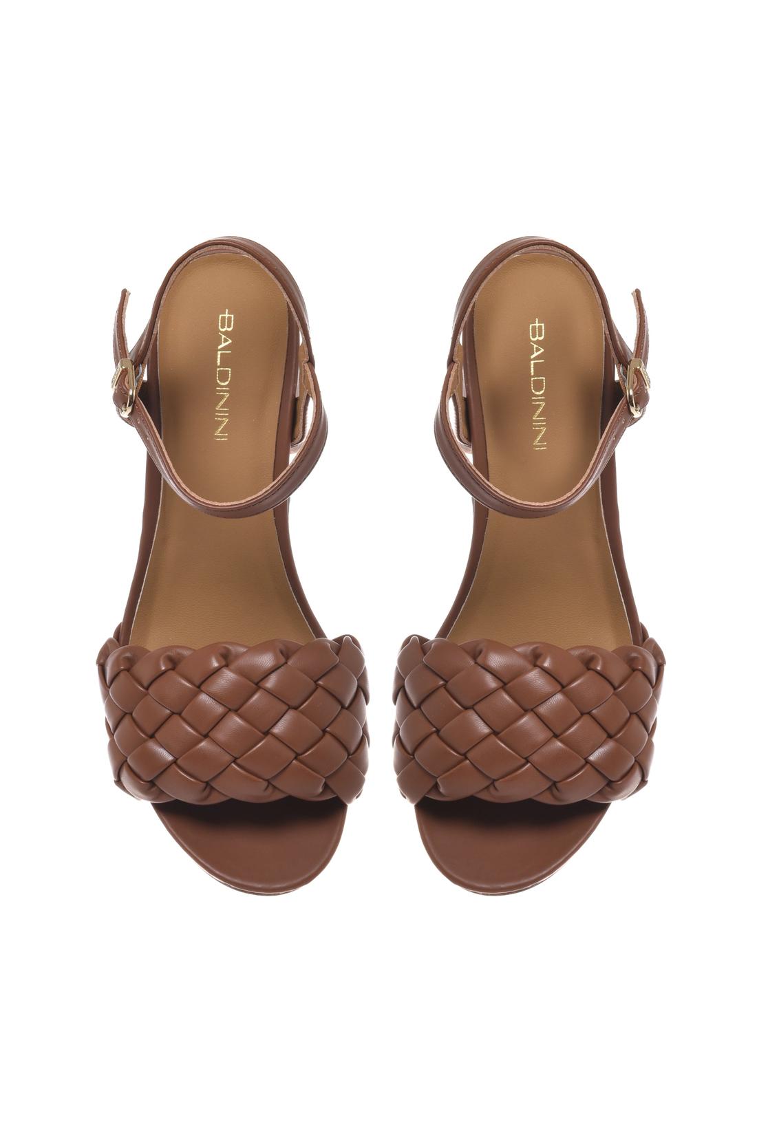 Sandal in braided eco nappa tan-Flache Schuhe-Baldinini-OUTLET-ARCHIVIST-ARCHIVE-SALE