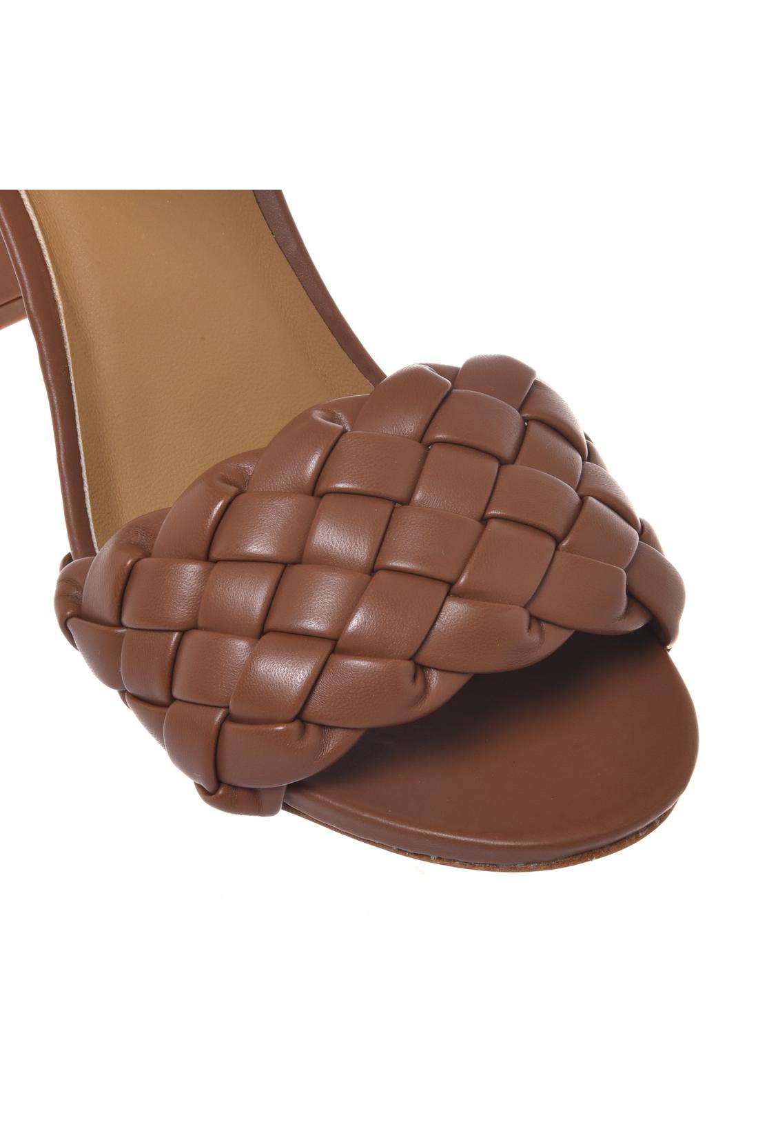 Sandal in braided eco nappa tan-Flache Schuhe-Baldinini-OUTLET-ARCHIVIST-ARCHIVE-SALE