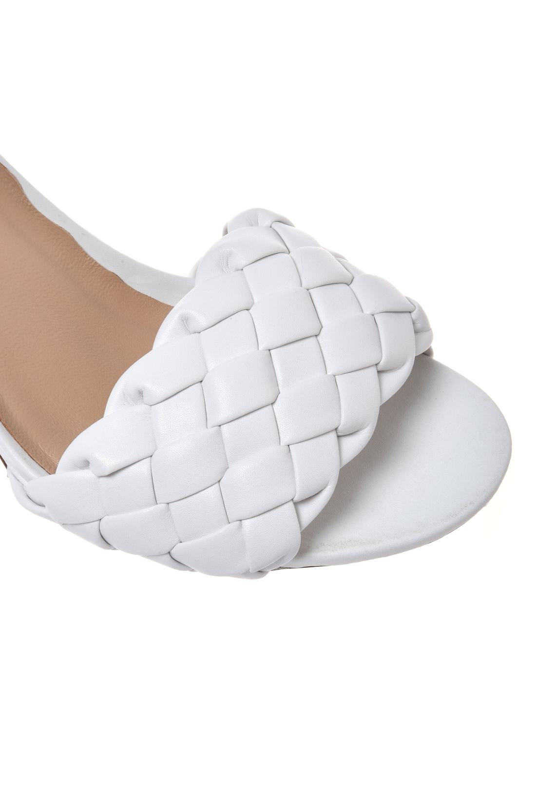 Sandal in braided eco nappa white-Flache Schuhe-Baldinini-OUTLET-ARCHIVIST-ARCHIVE-SALE