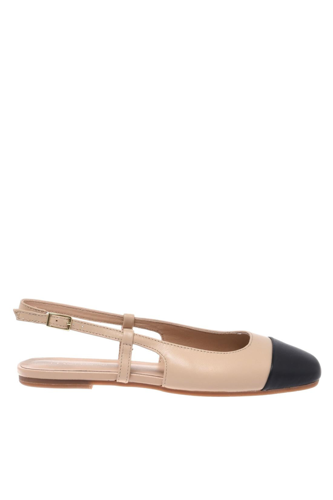Slingback in black and nude leather