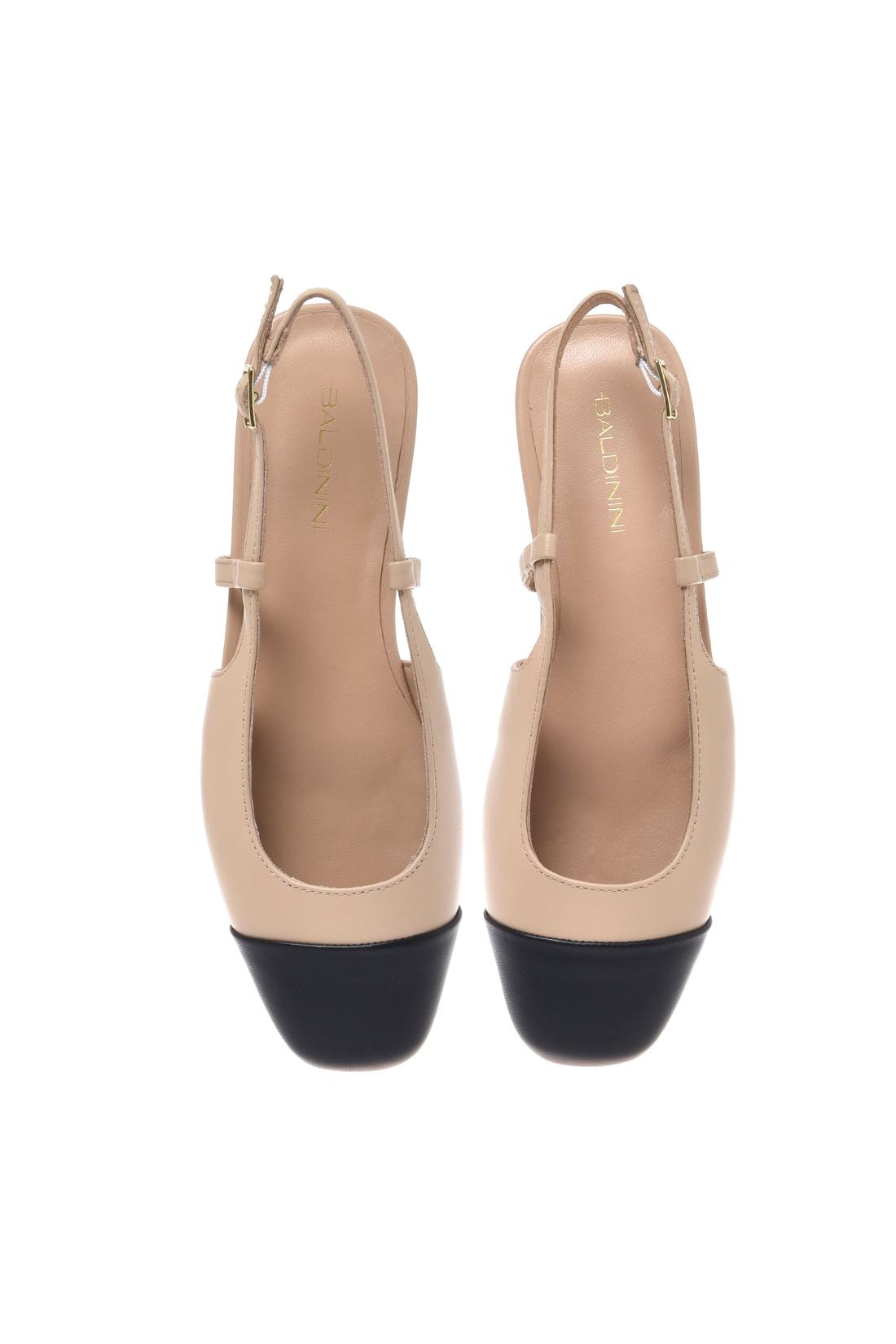 Slingback in black and nude leather