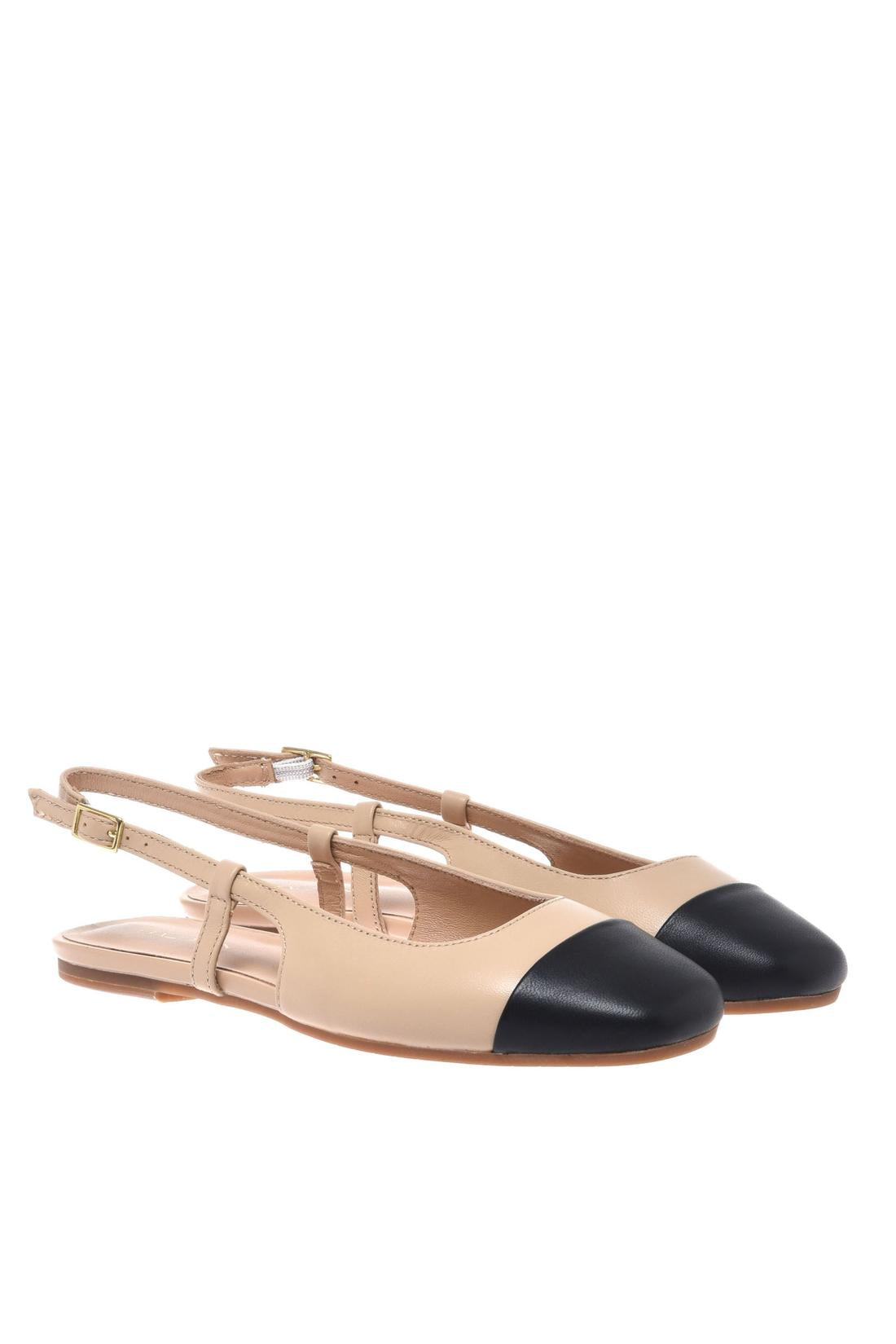 Slingback in black and nude leather