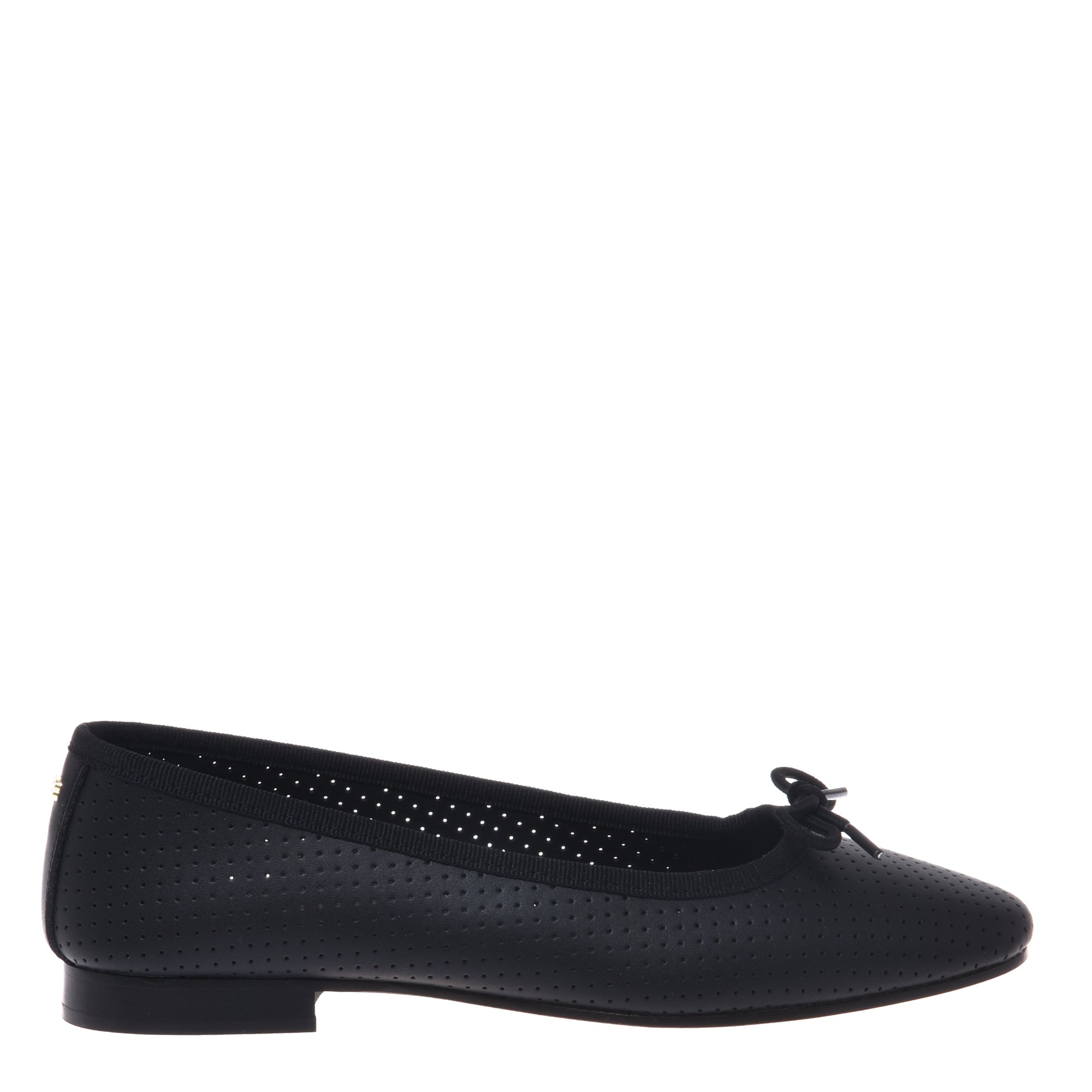 Black perforated nappa leather ballet flat