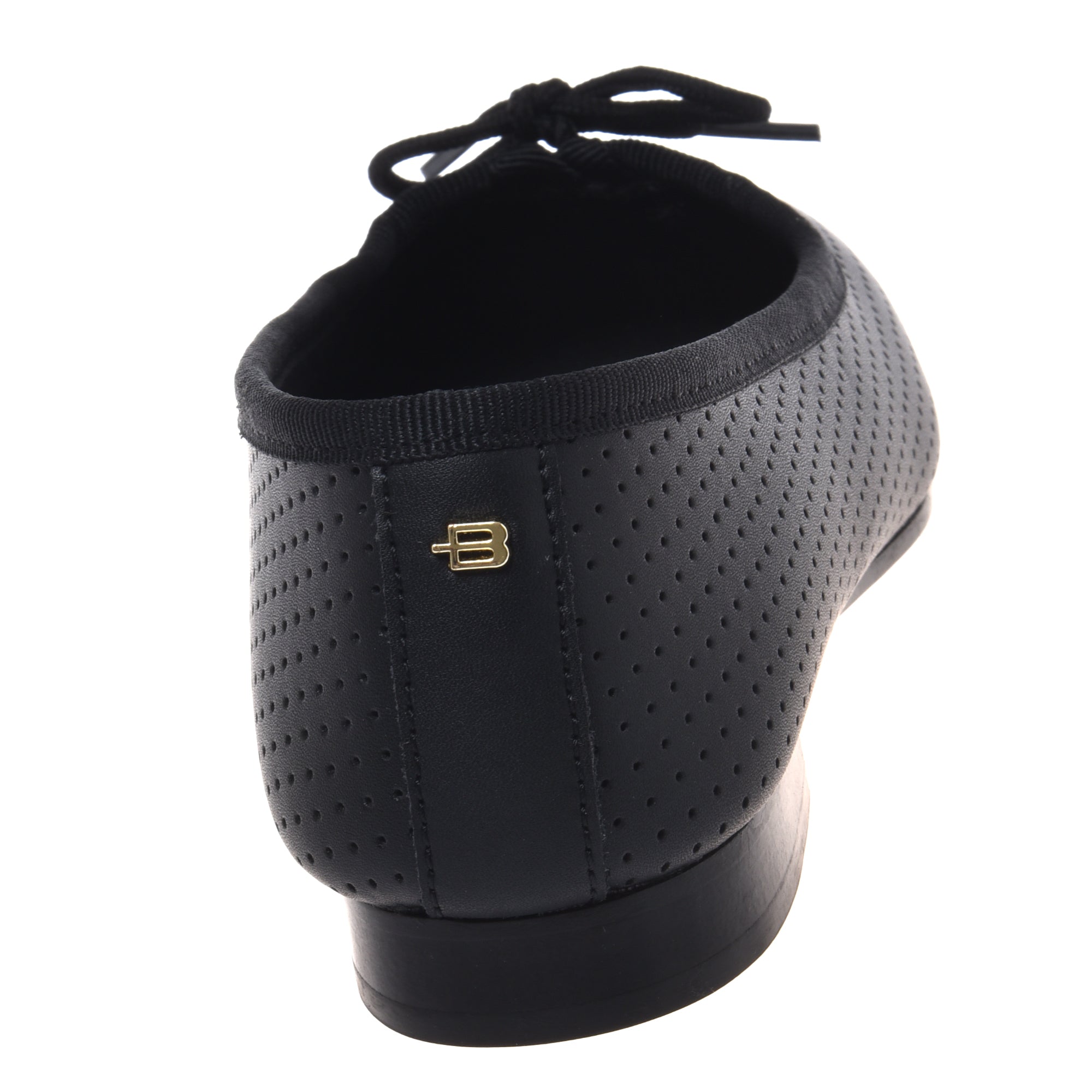 Black perforated nappa leather ballet flat