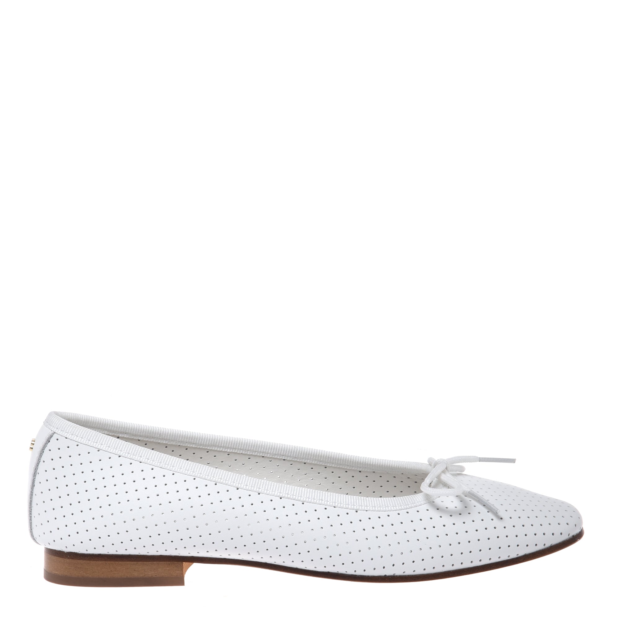 White perforated nappa leather ballet flat