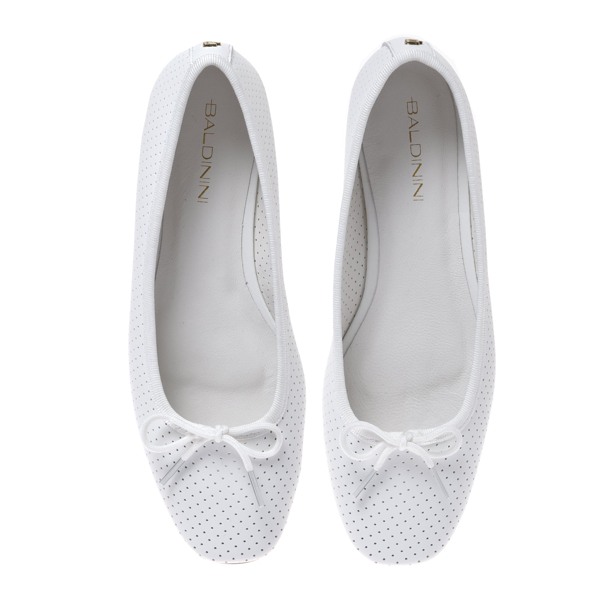 White perforated nappa leather ballet flat