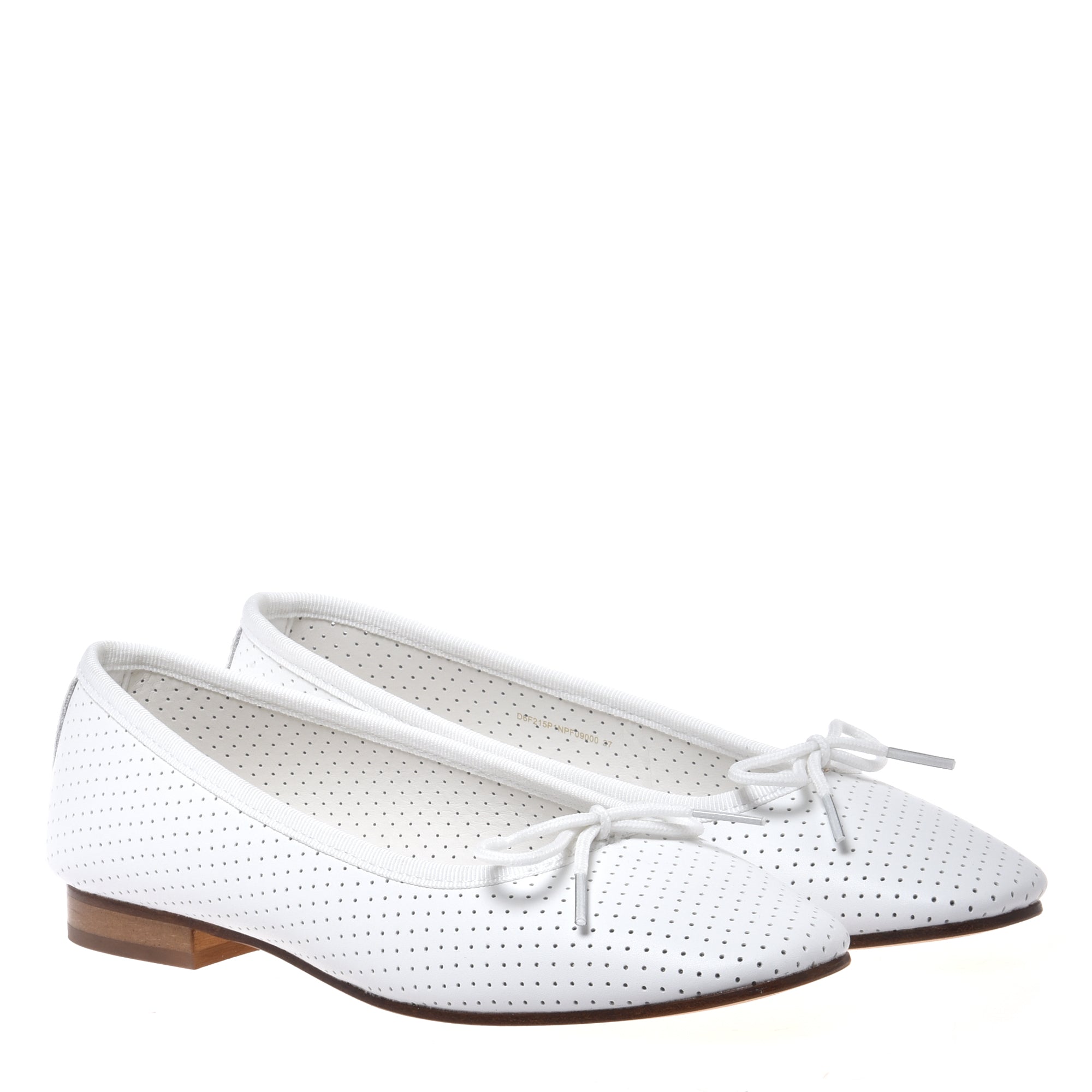 White perforated nappa leather ballet flat