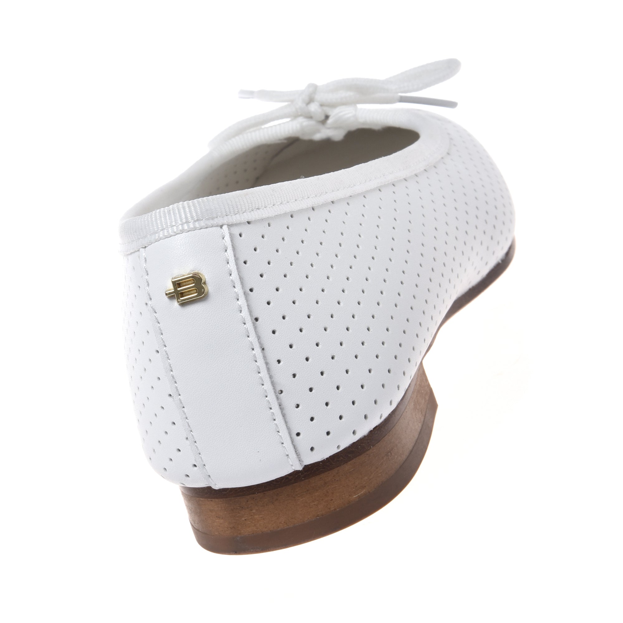 White perforated nappa leather ballet flat