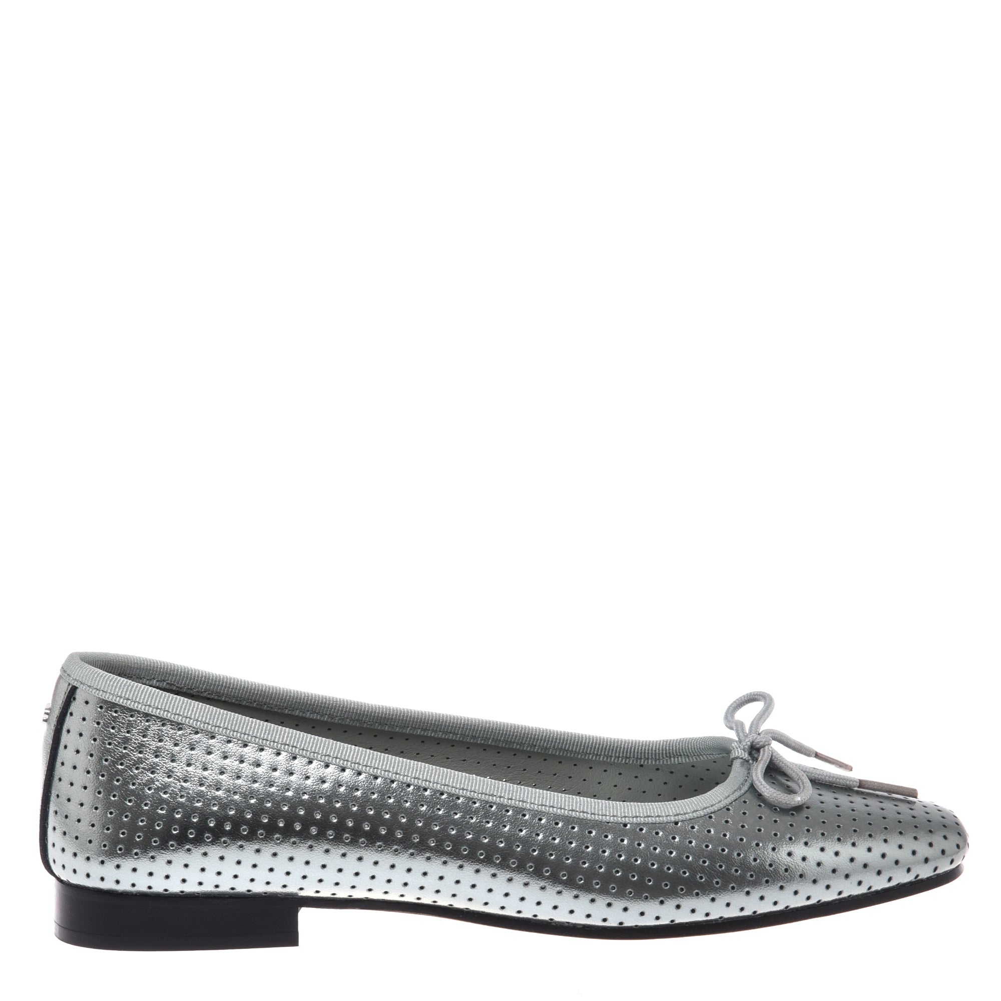 Ballerina in perforated silver laminated nappa leather-Baldinini-OUTLET-41-ACCIAIO-ARCHIVIST-ARCHIVE-SALE