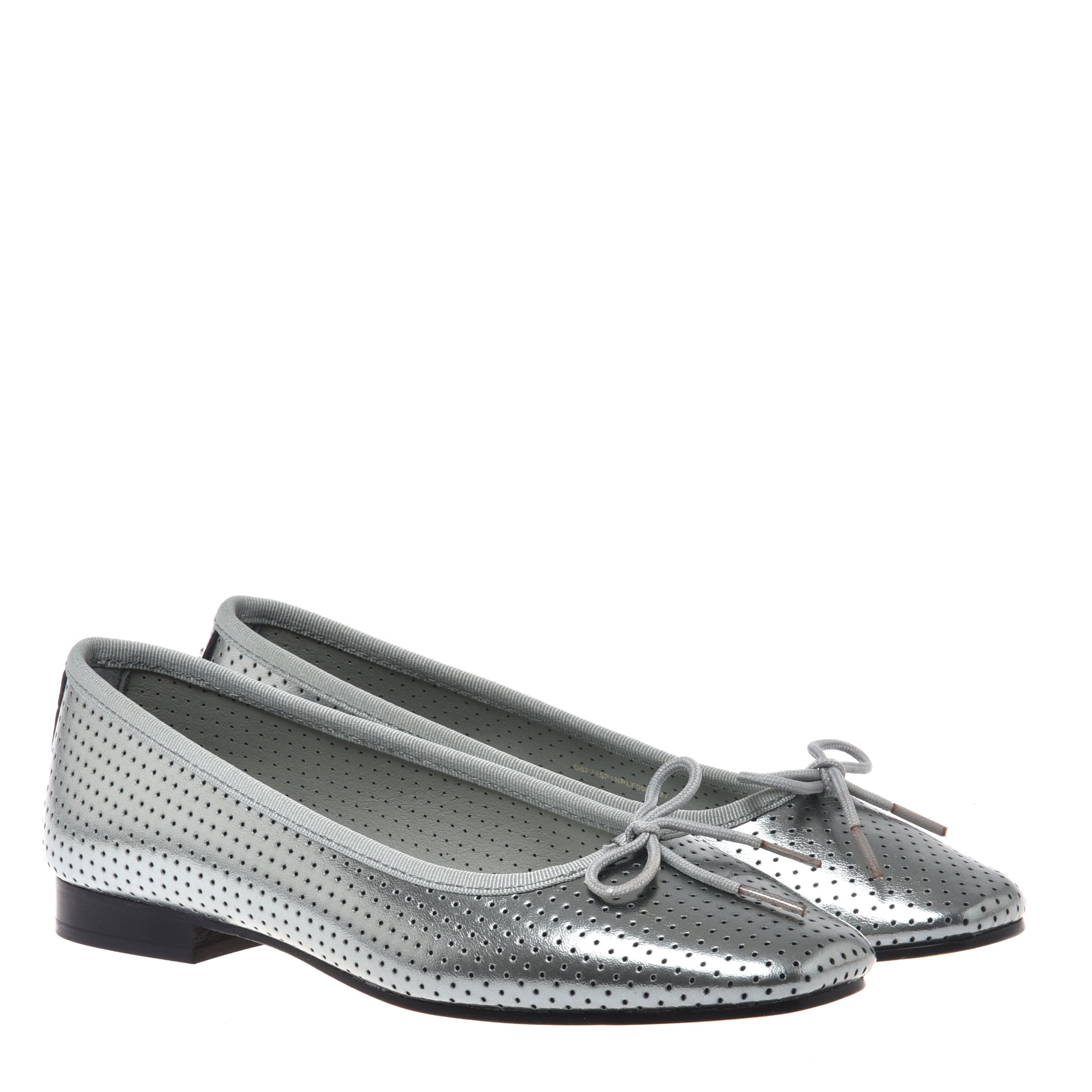Ballerina in perforated silver laminated nappa leather-Baldinini-OUTLET-ARCHIVIST-ARCHIVE-SALE