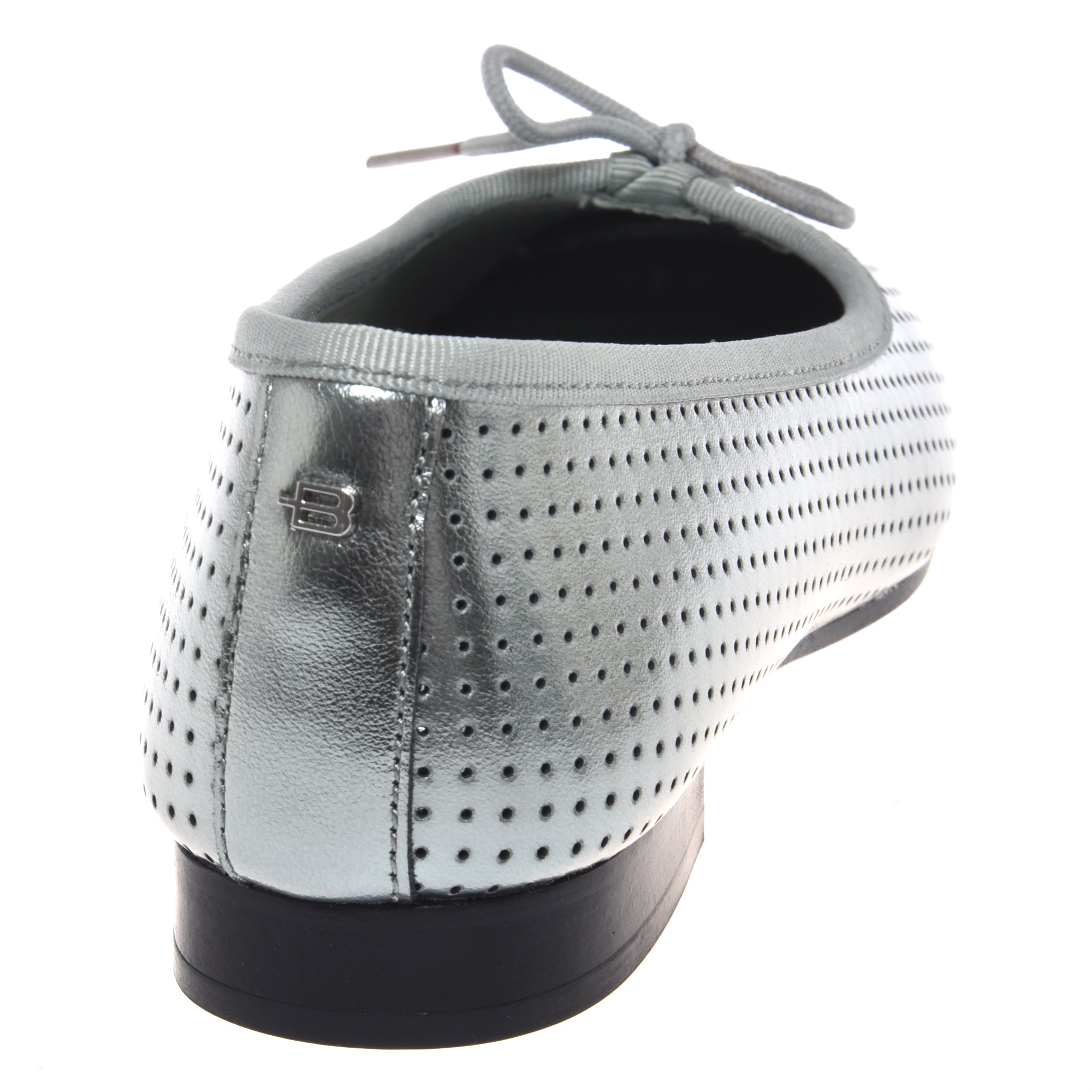 Ballerina in perforated silver laminated nappa leather-Baldinini-OUTLET-ARCHIVIST-ARCHIVE-SALE