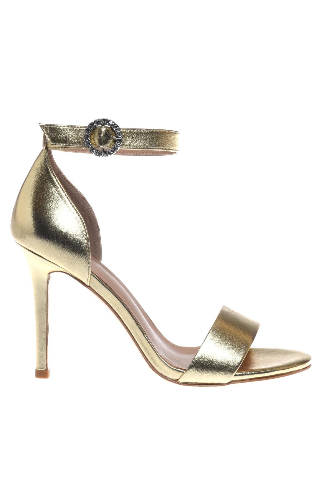 Sandal in laminated nappa leather light gold