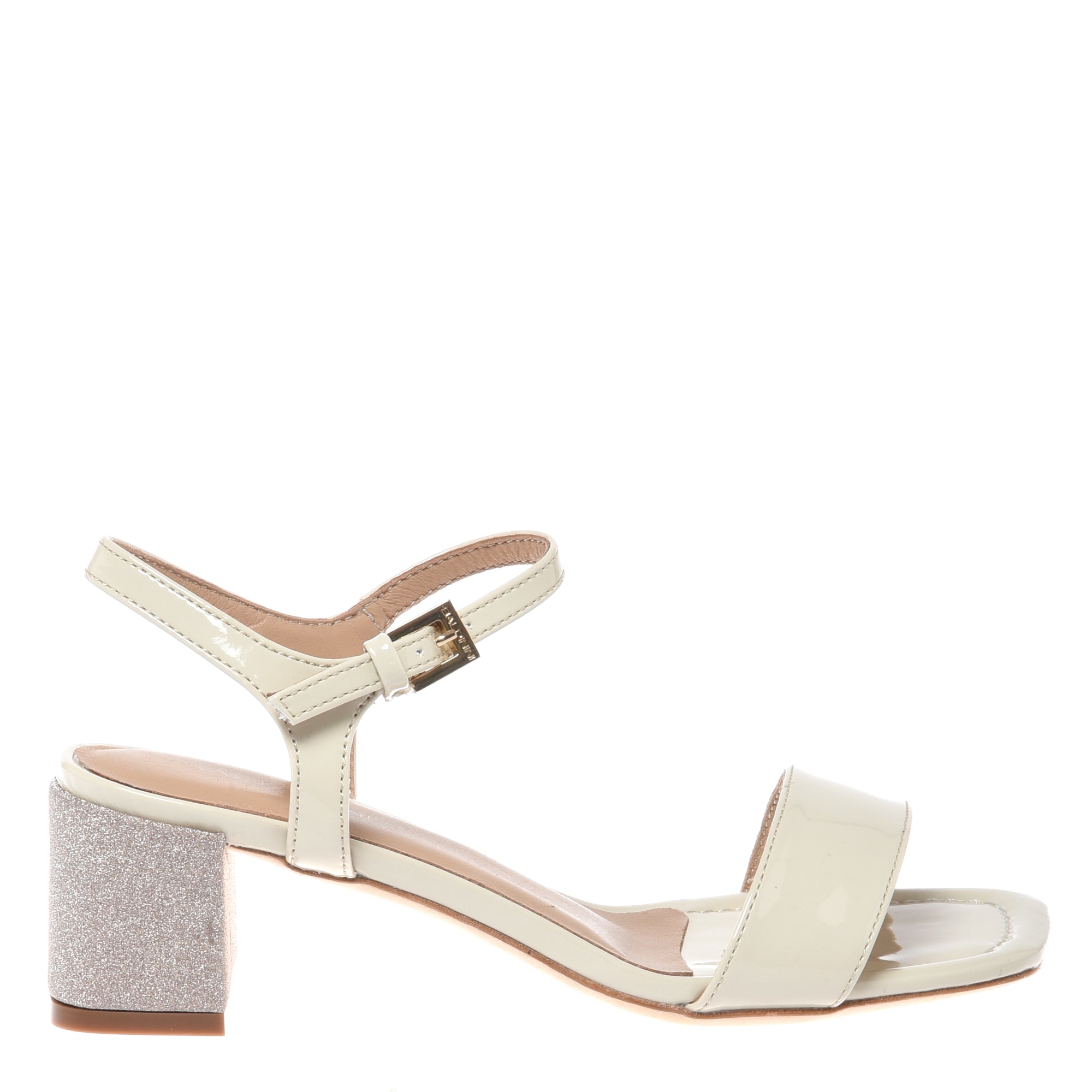 Sandal in off‑white patent leather-Baldinini-OUTLET-41-VANIGLIA-ARCHIVIST-ARCHIVE-SALE