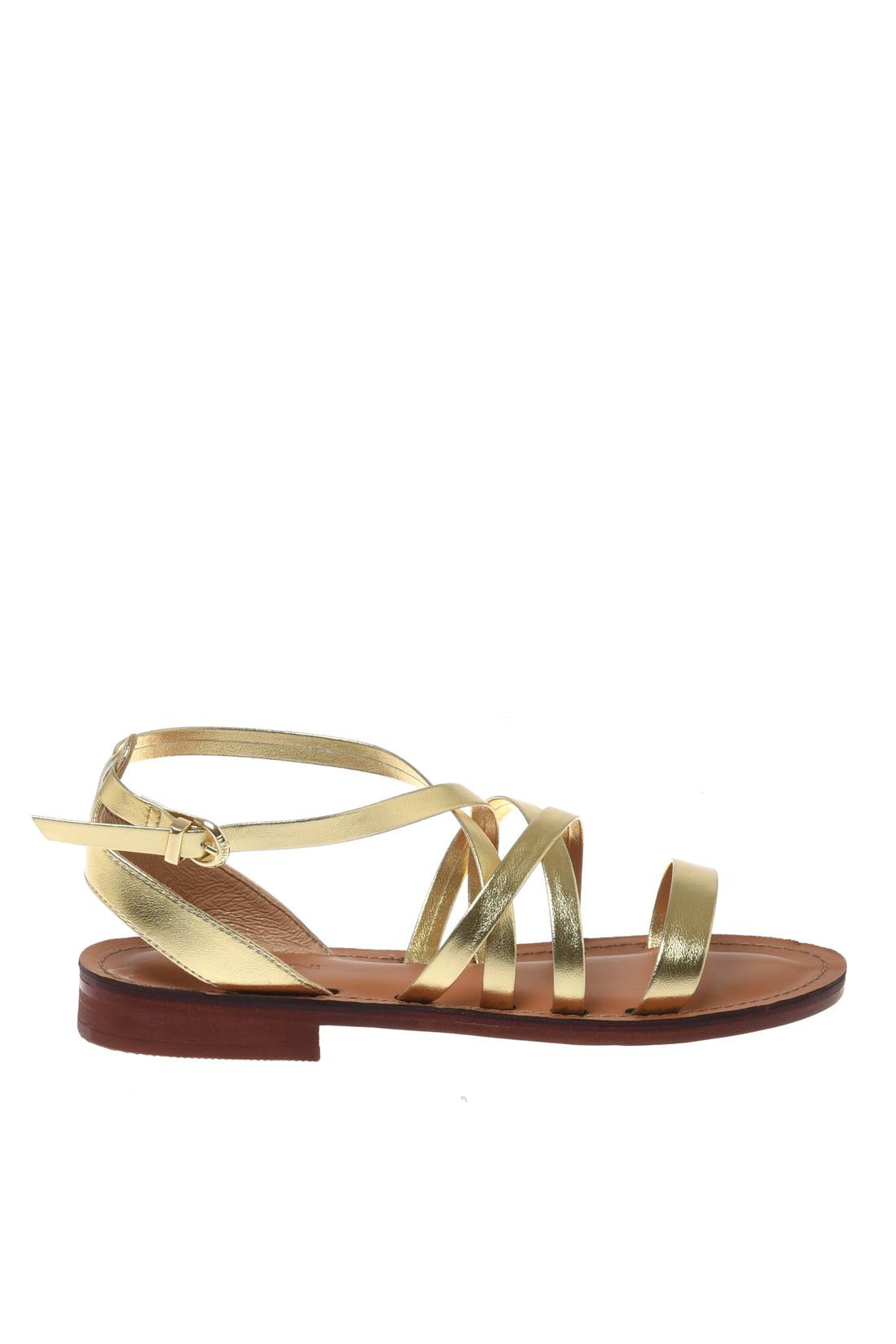Sandal in laminated eco nappa leather gold