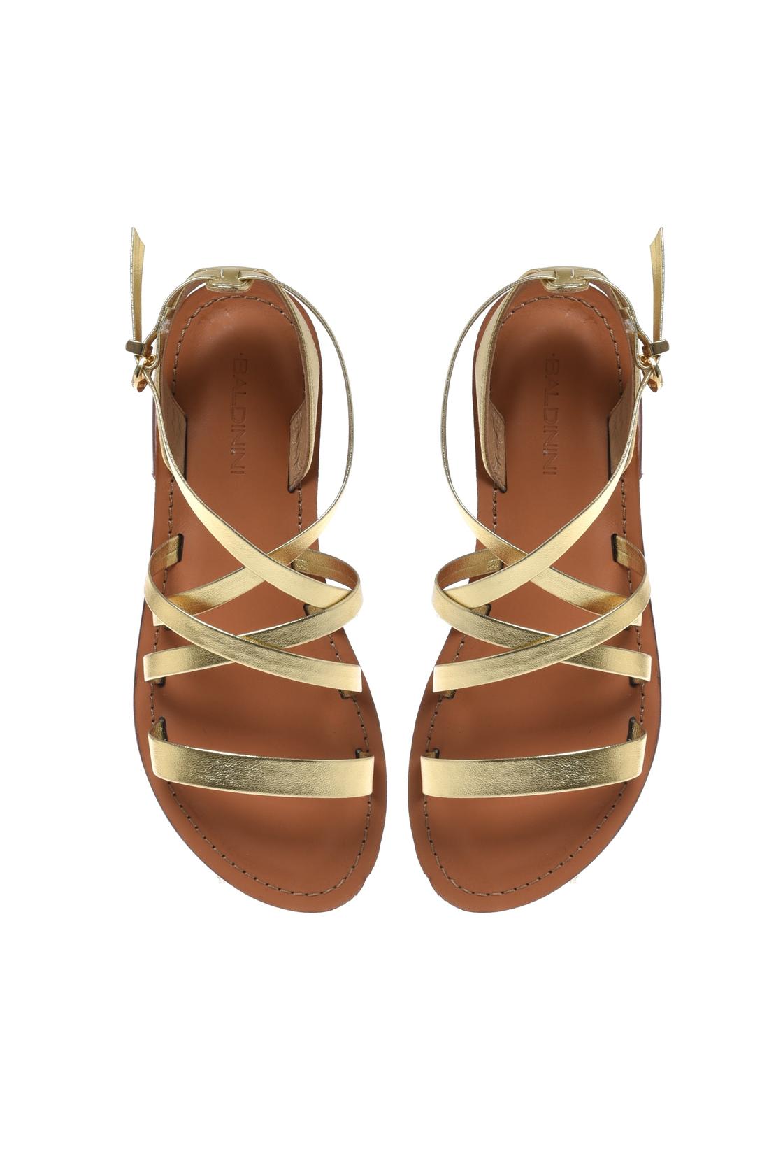 Sandal in laminated eco nappa leather gold