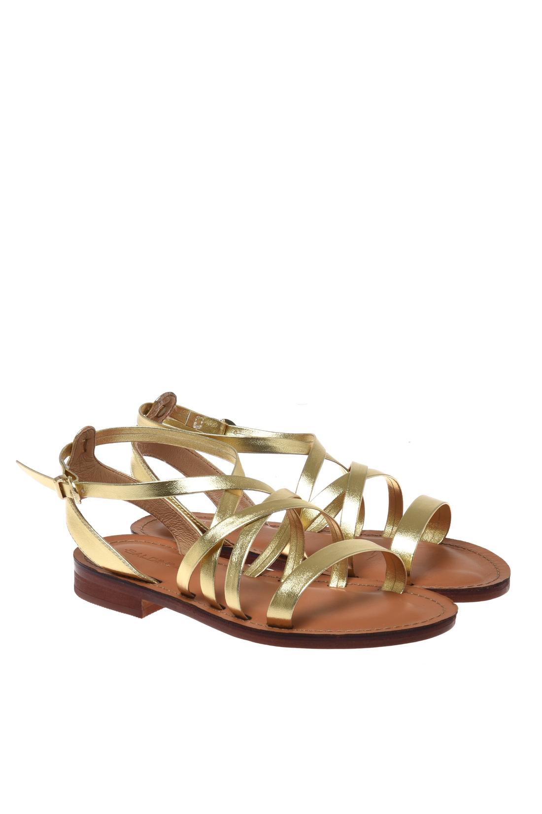 Sandal in laminated eco nappa leather gold