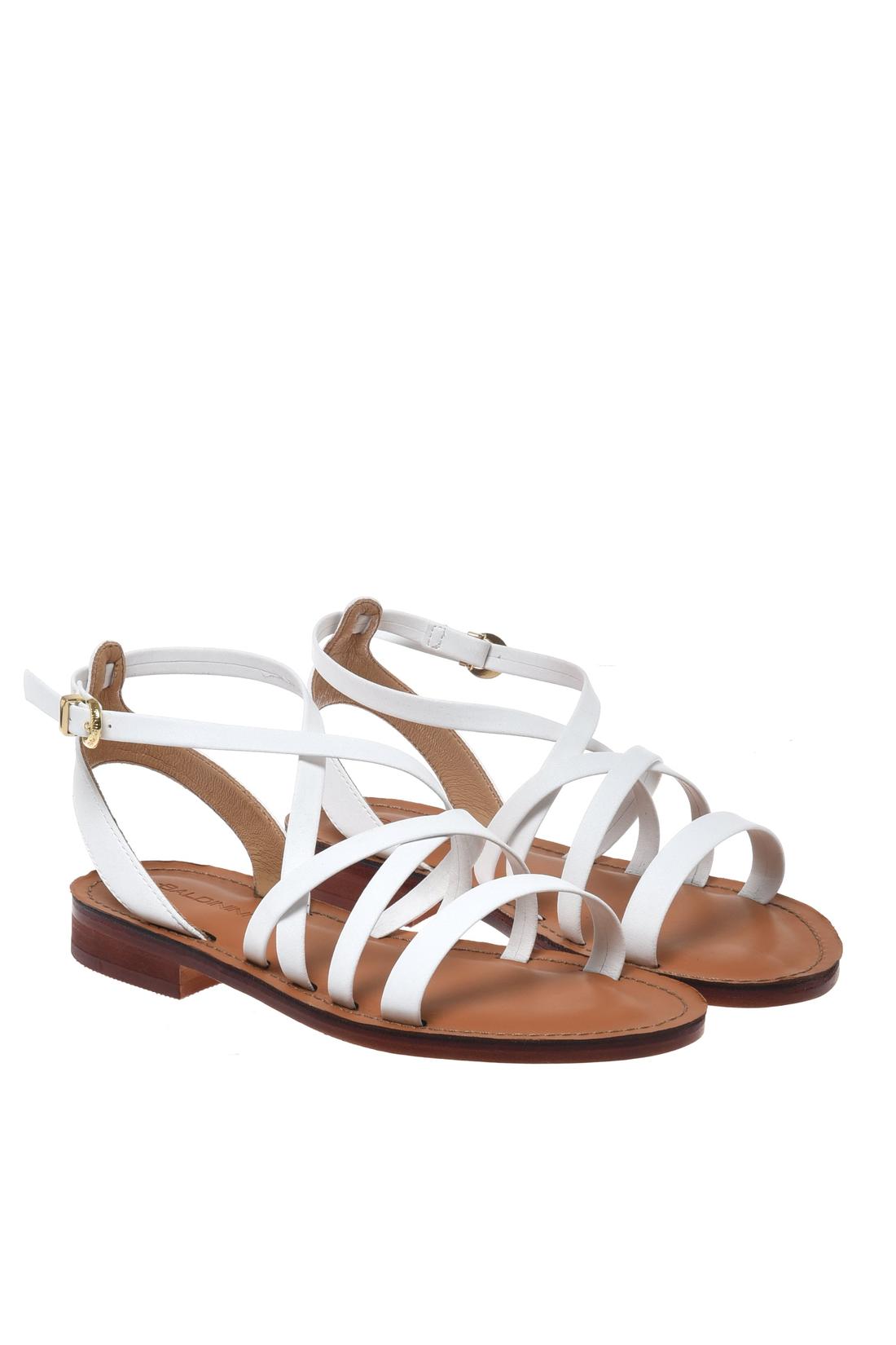 Sandal in white eco nappa leather
