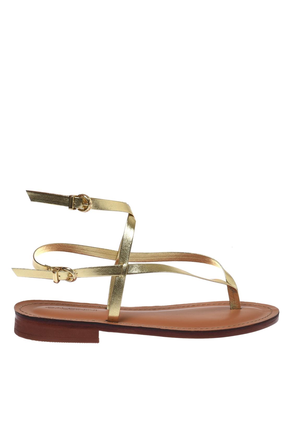 Sandal in laminated eco nappa leather gold