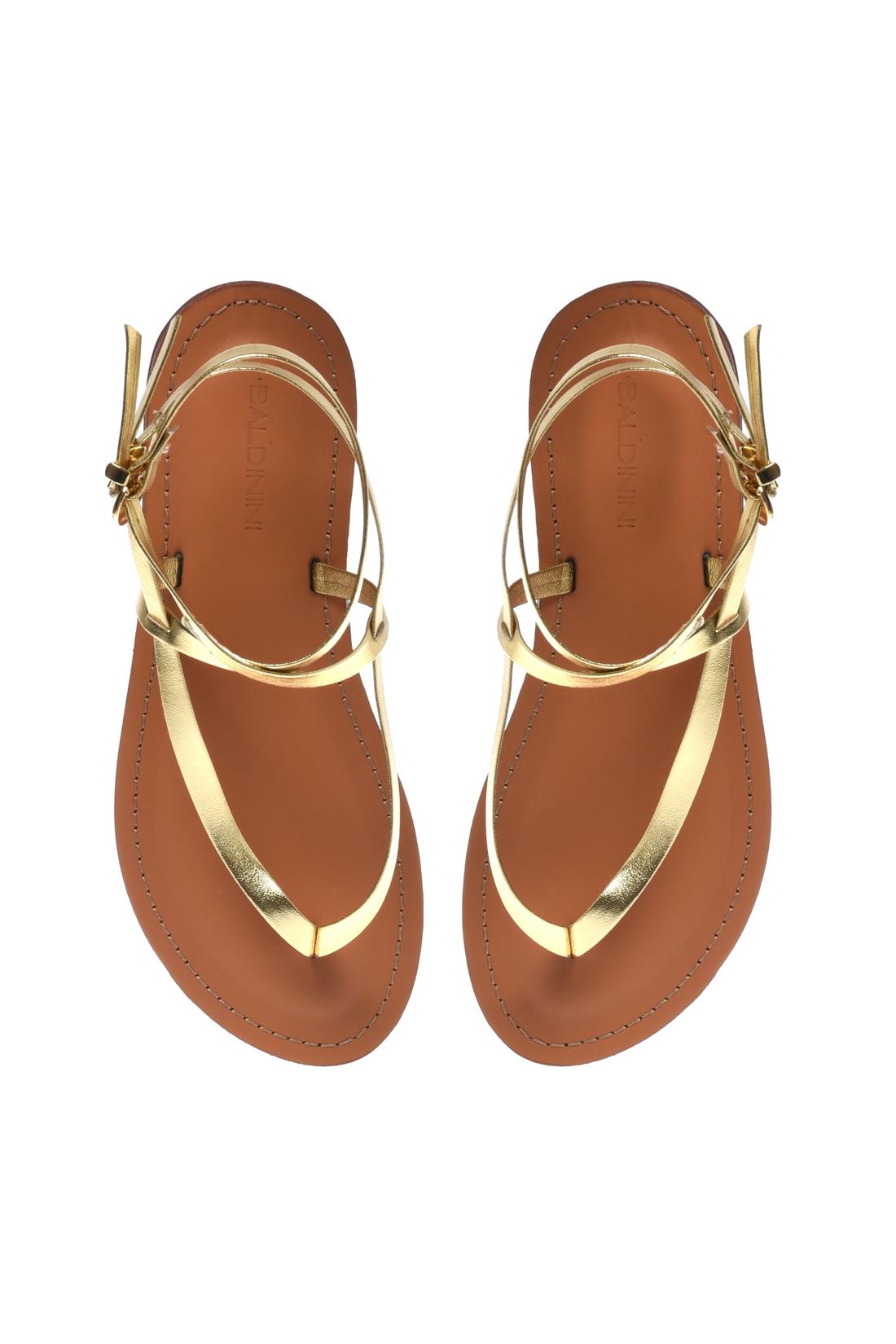Sandal in laminated eco nappa leather gold