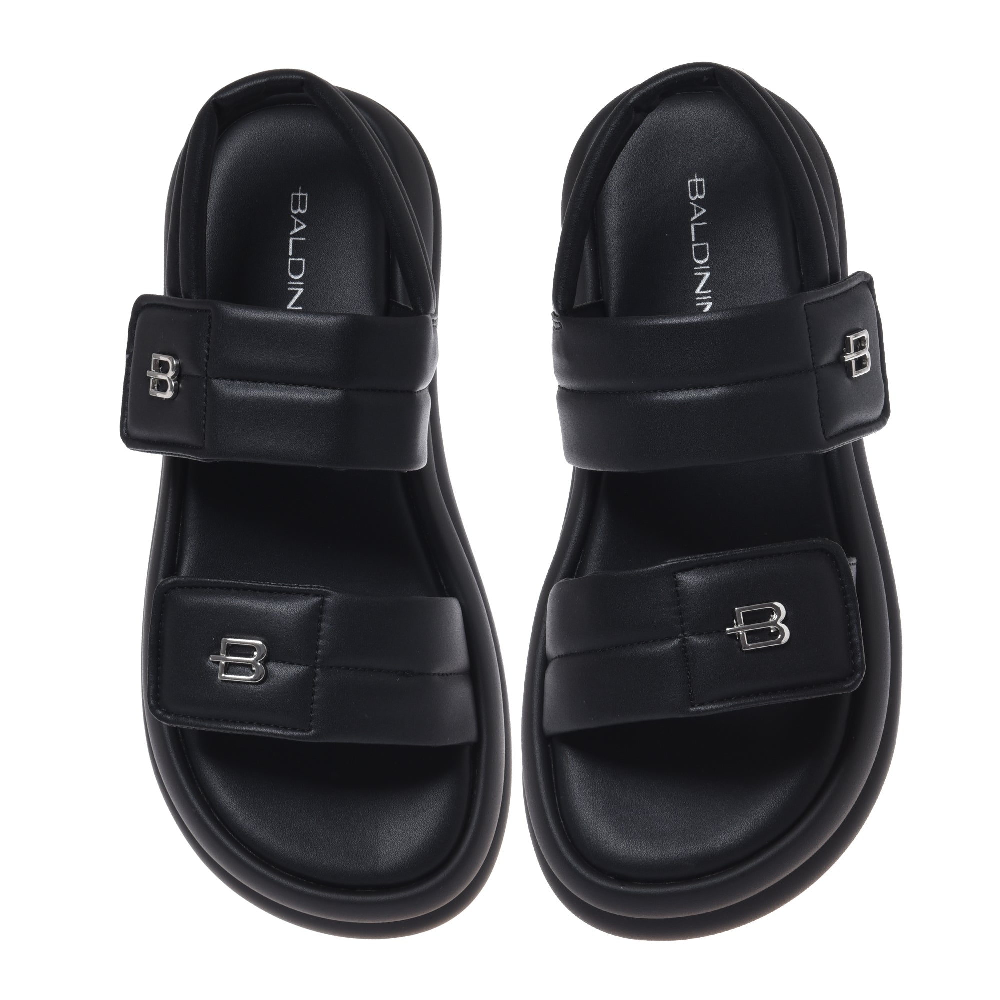 Sandal in black faux leather-Baldinini-OUTLET-ARCHIVIST-ARCHIVE-SALE