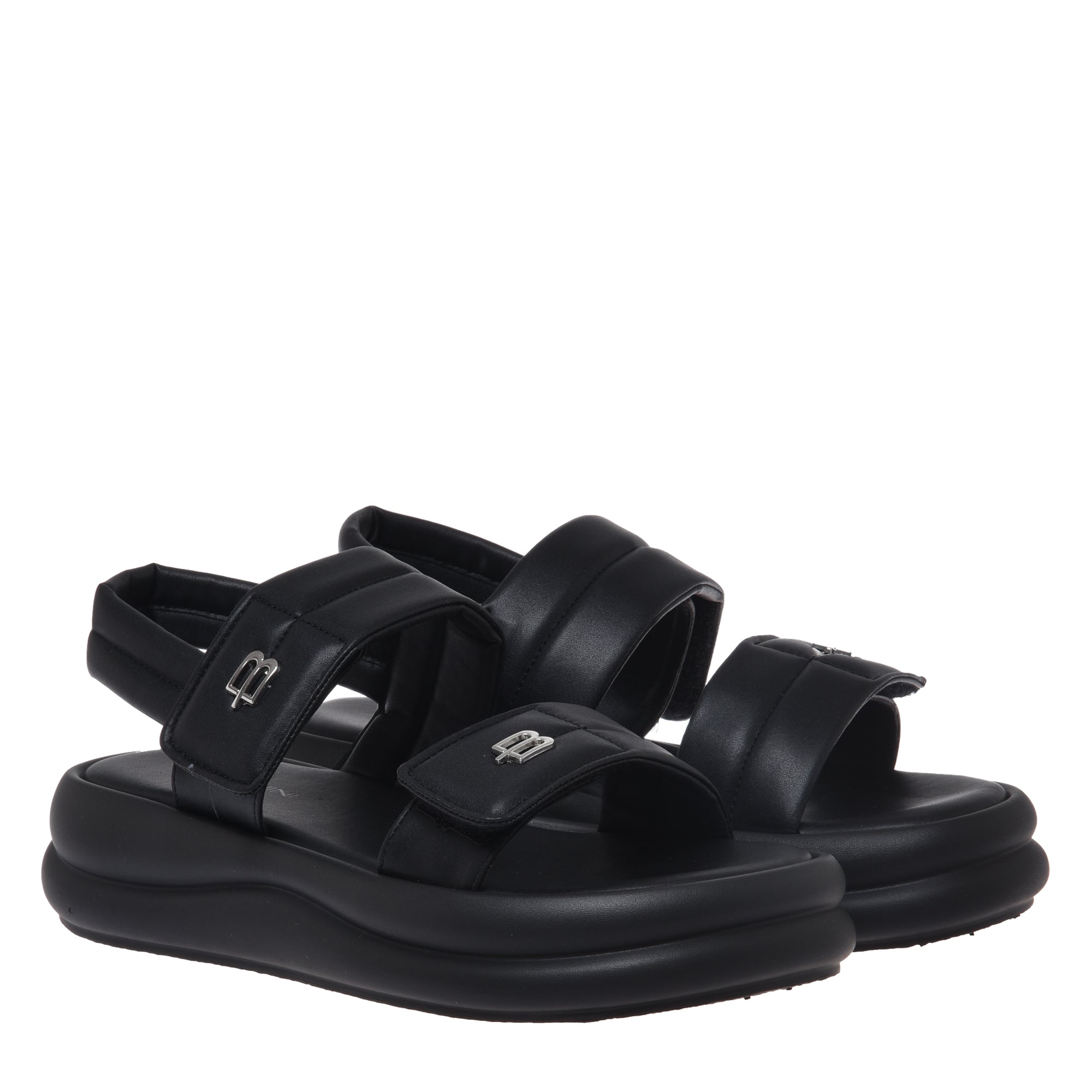 Sandal in black faux leather-Baldinini-OUTLET-ARCHIVIST-ARCHIVE-SALE