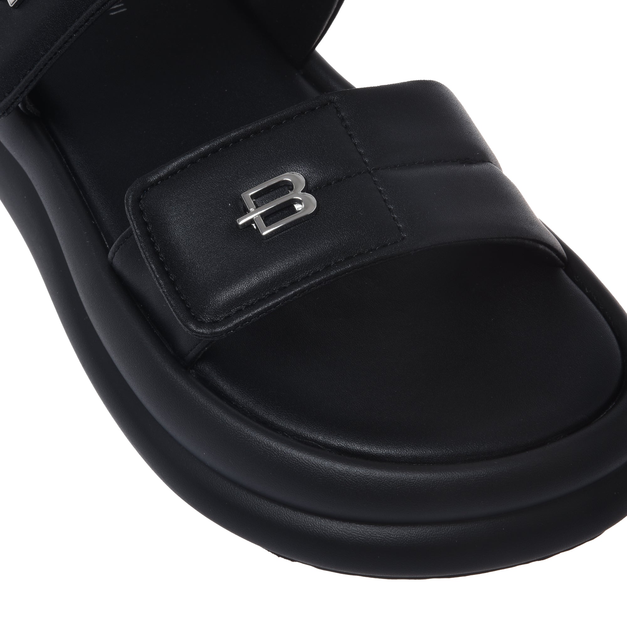 Sandal in black faux leather-Baldinini-OUTLET-ARCHIVIST-ARCHIVE-SALE
