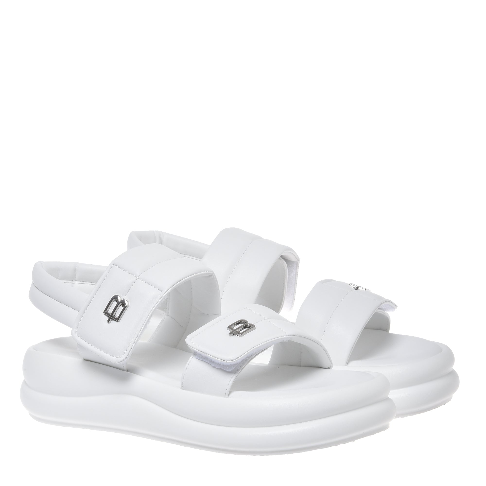 Sandal in white faux leather-Baldinini-OUTLET-ARCHIVIST-ARCHIVE-SALE