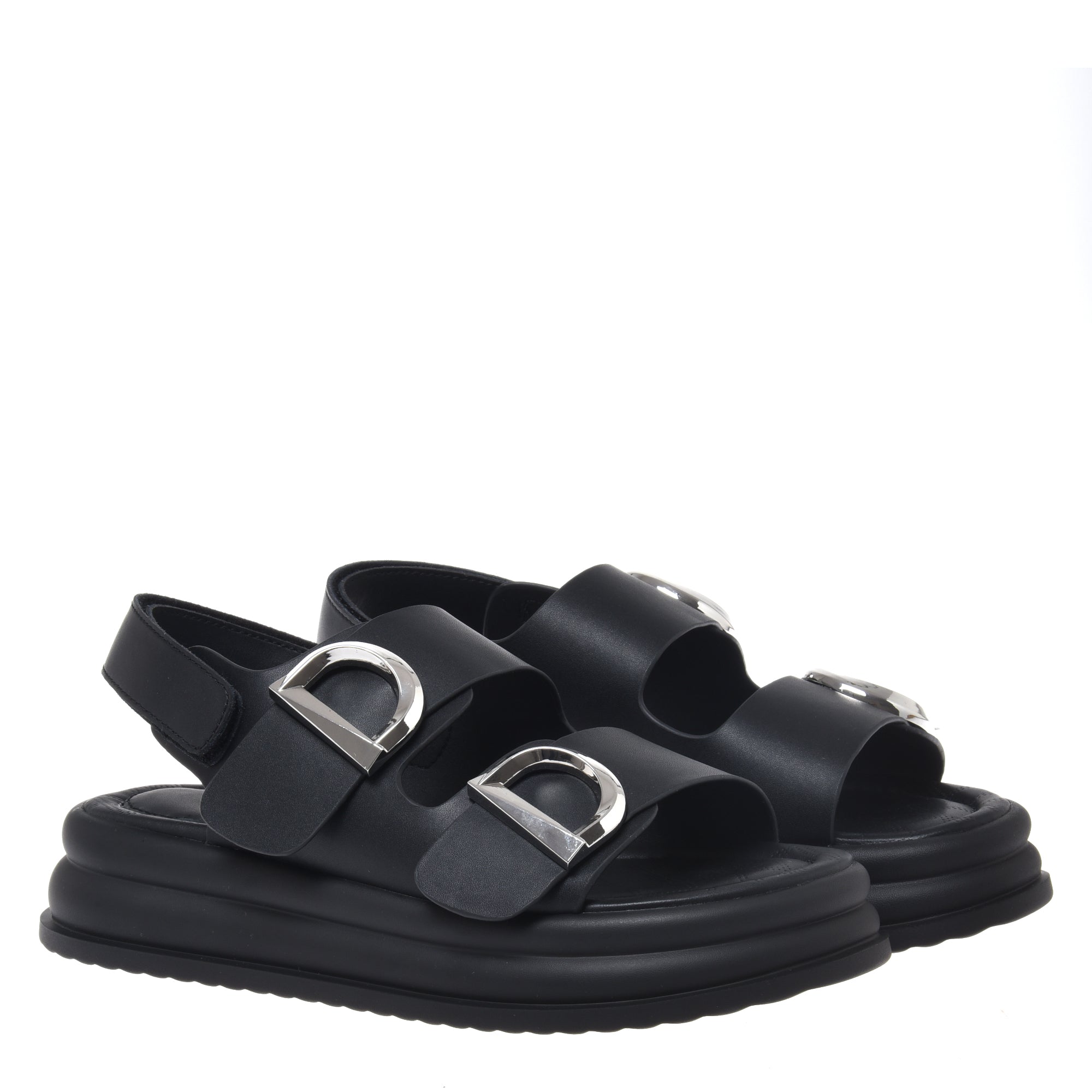 Sandal in black leather-Baldinini-OUTLET-ARCHIVIST-ARCHIVE-SALE