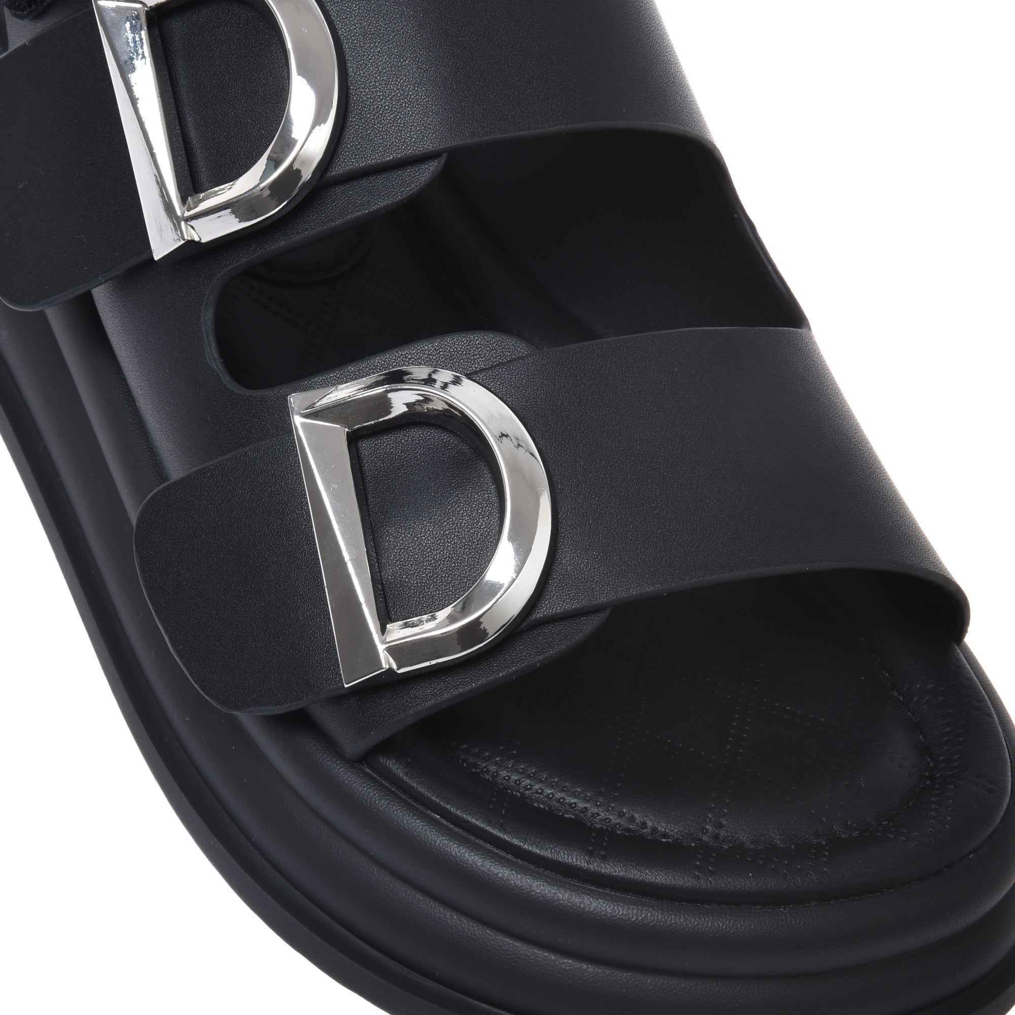 Sandal in black leather-Baldinini-OUTLET-ARCHIVIST-ARCHIVE-SALE