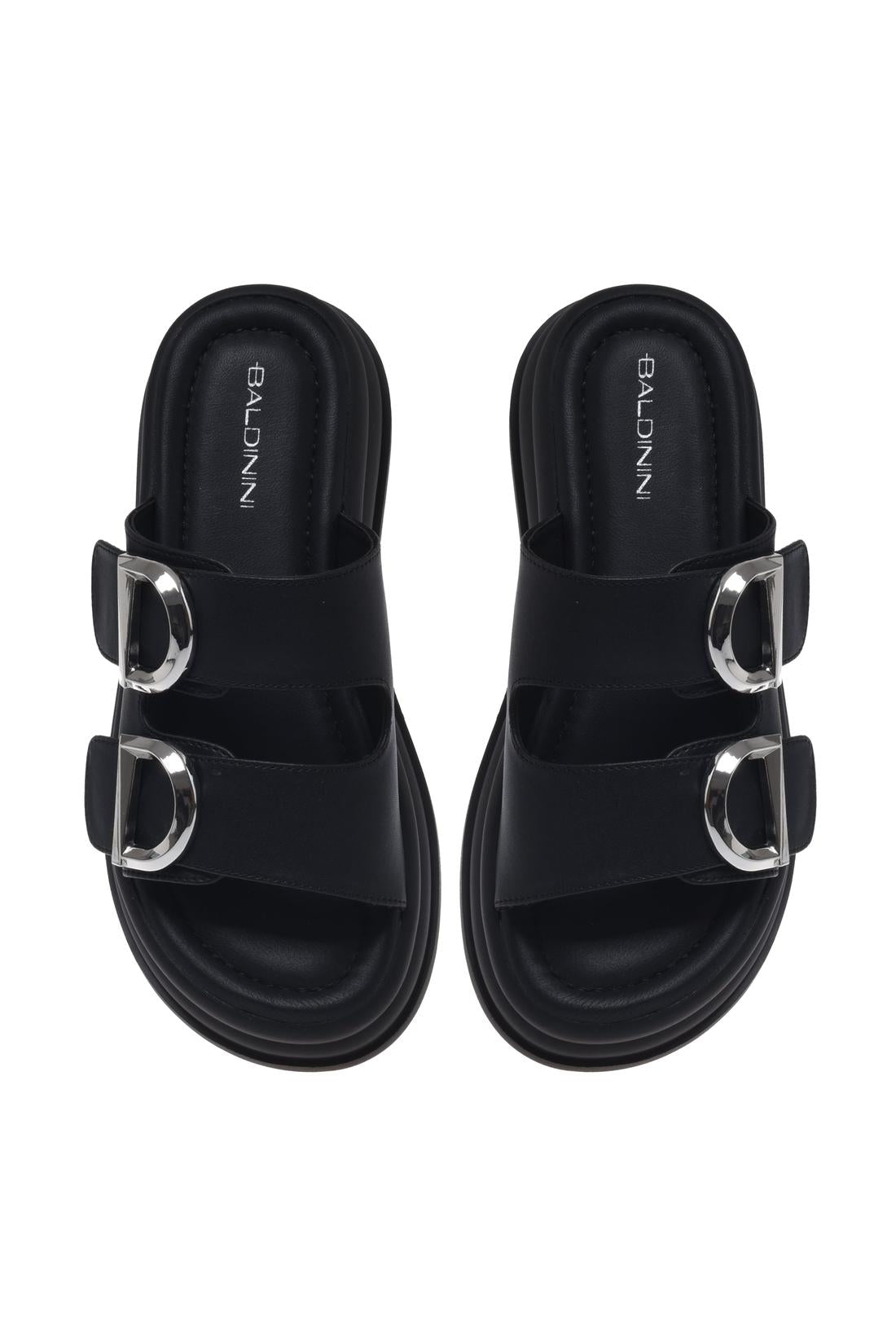 Mule in black leather-Flache Schuhe-Baldinini-OUTLET-ARCHIVIST-ARCHIVE-SALE