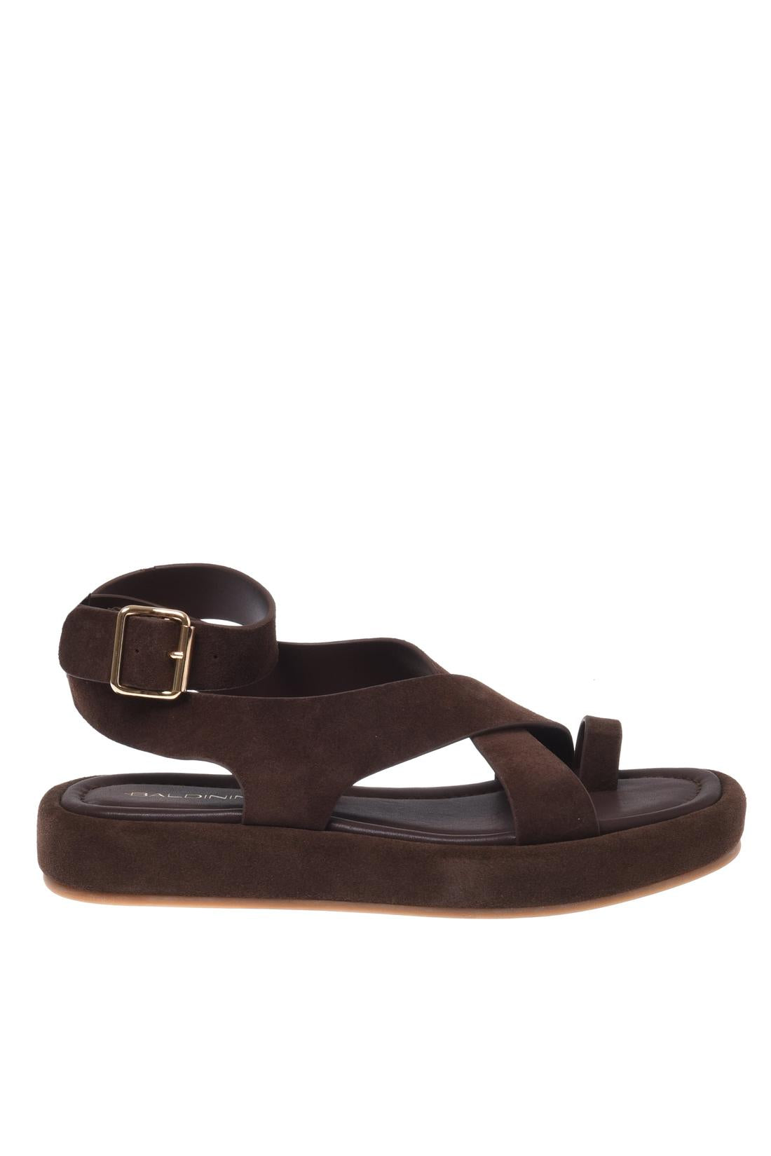 Sandal in suede dark brown