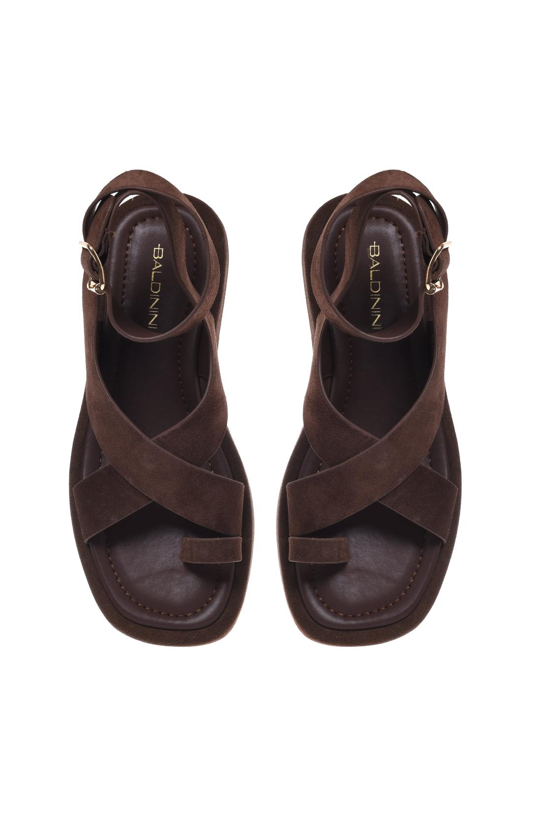 Sandal in suede dark brown
