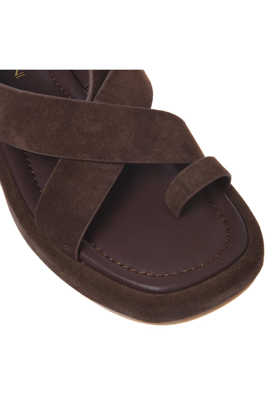 Sandal in suede dark brown