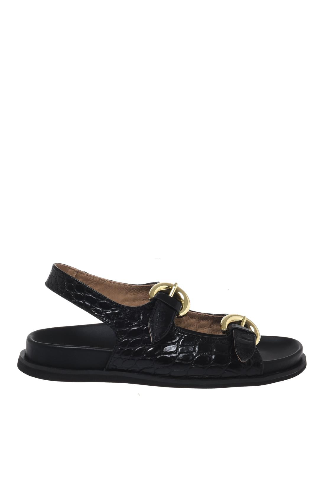 Sandal in croc-effect black