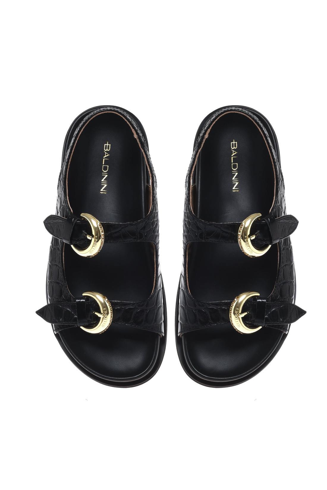 Sandal in croc-effect black