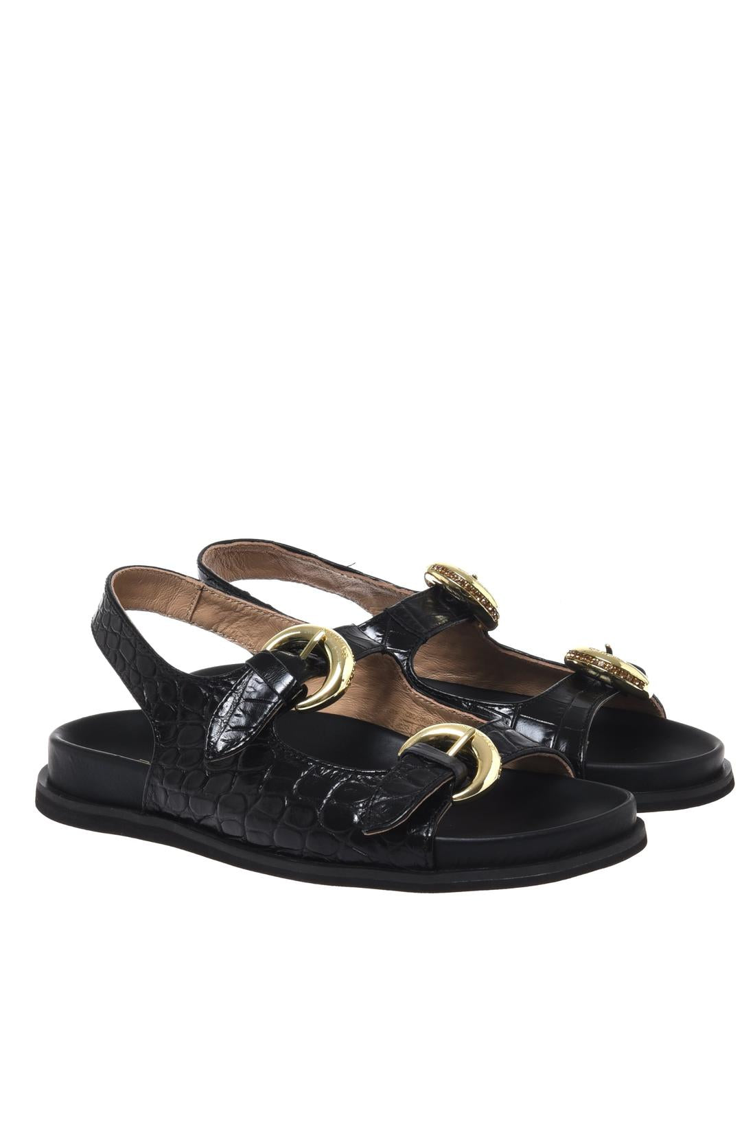 Sandal in croc-effect black