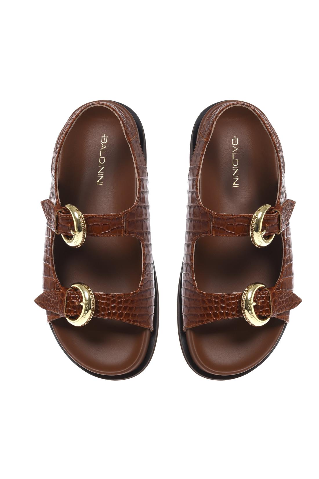 Sandal in croc-effect tan