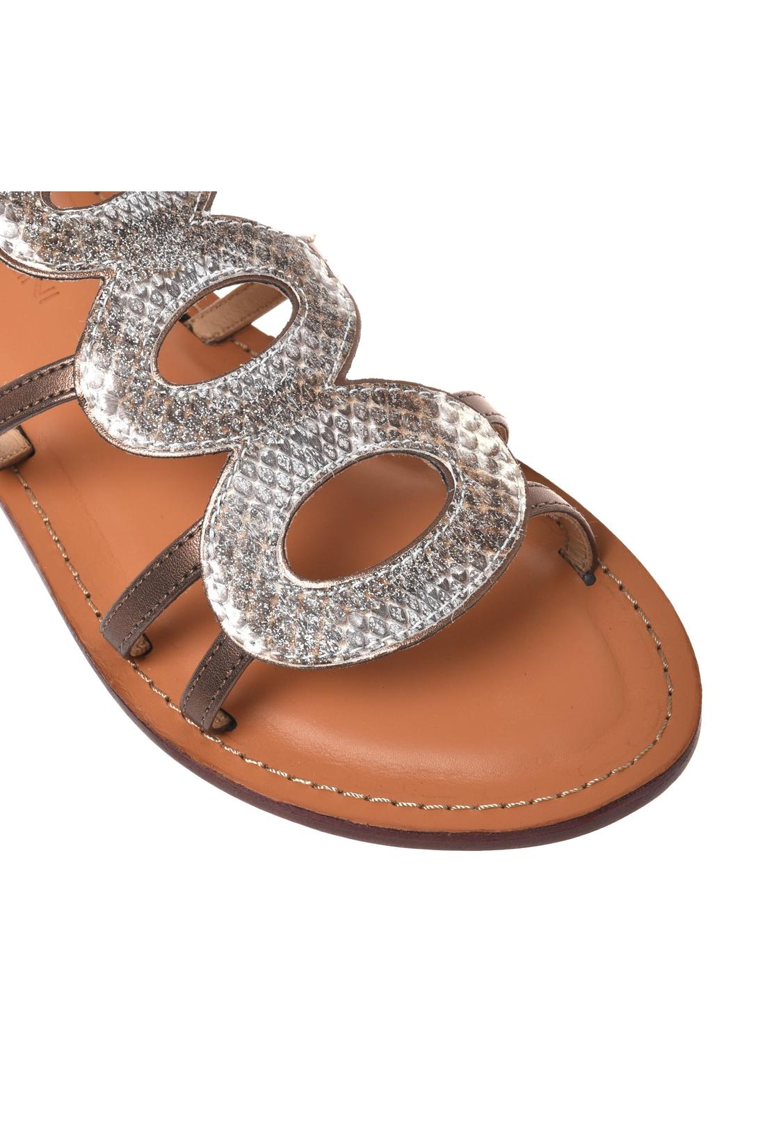 Sandal in laminated python-print brown