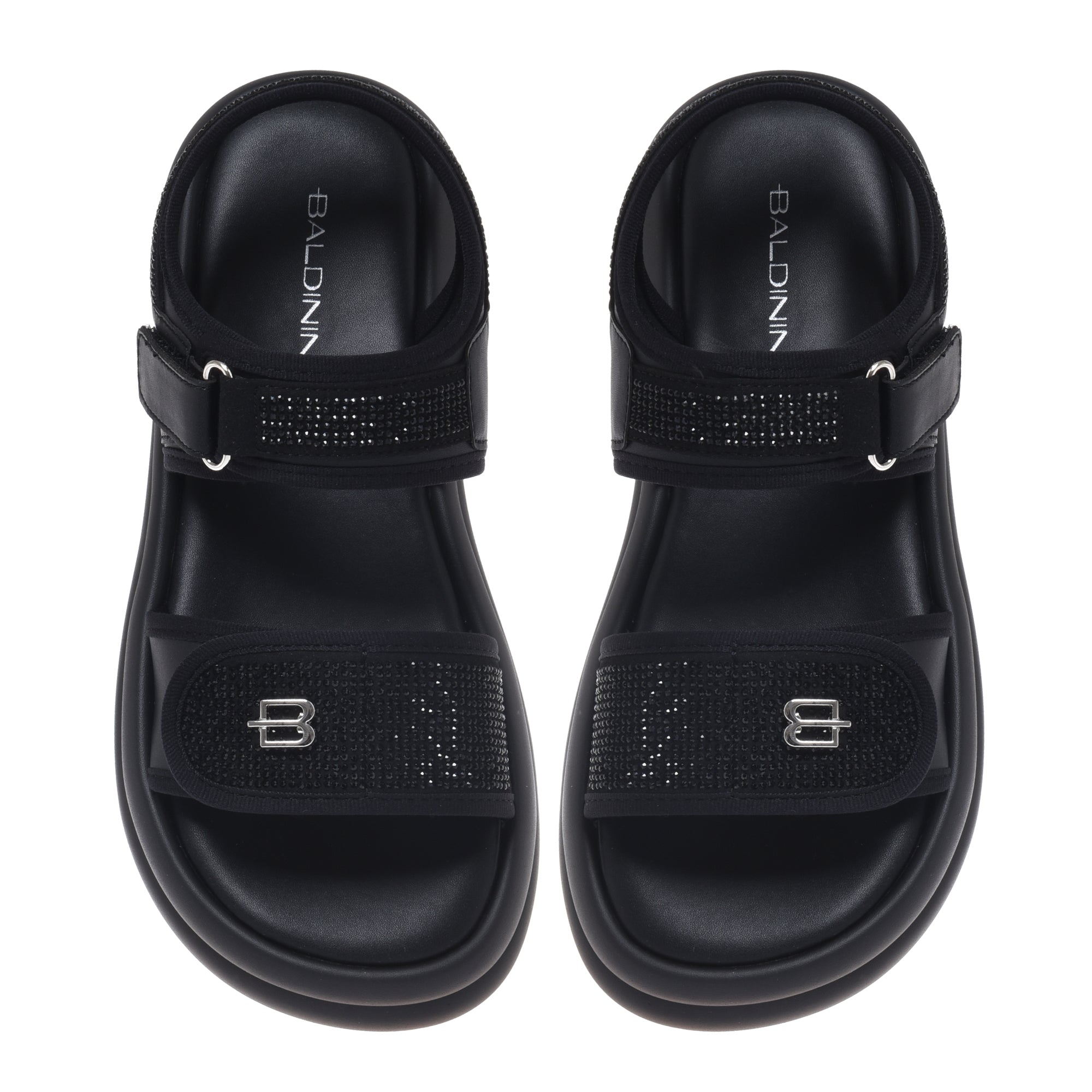 Sandal with rhinestones in black lycra-Baldinini-OUTLET-ARCHIVIST-ARCHIVE-SALE