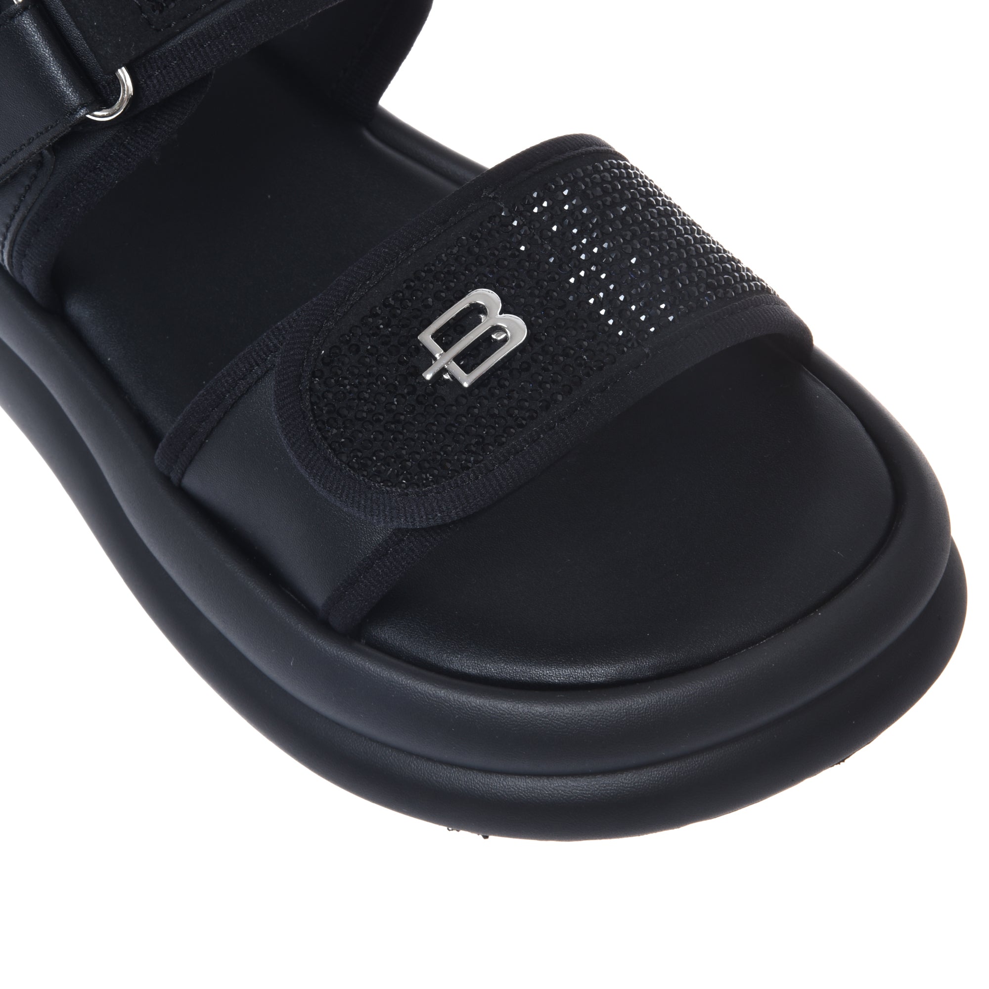 Sandal with rhinestones in black lycra-Baldinini-OUTLET-ARCHIVIST-ARCHIVE-SALE
