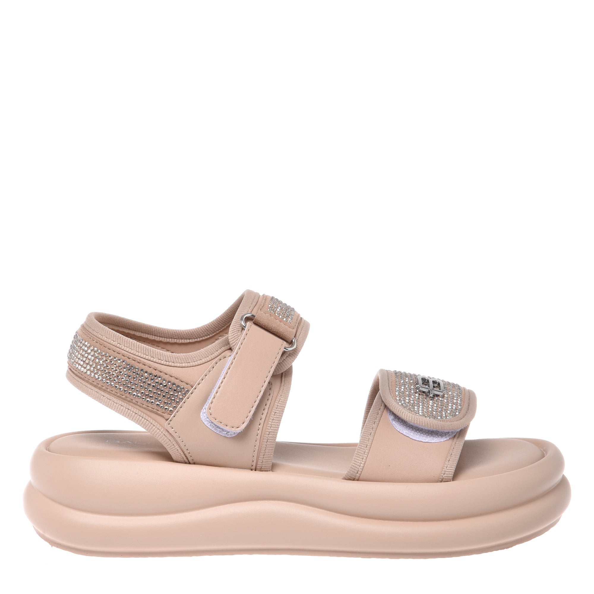 Sandal with rhinestones in nude lycra-Baldinini-OUTLET-41-NUDE-ARCHIVIST-ARCHIVE-SALE