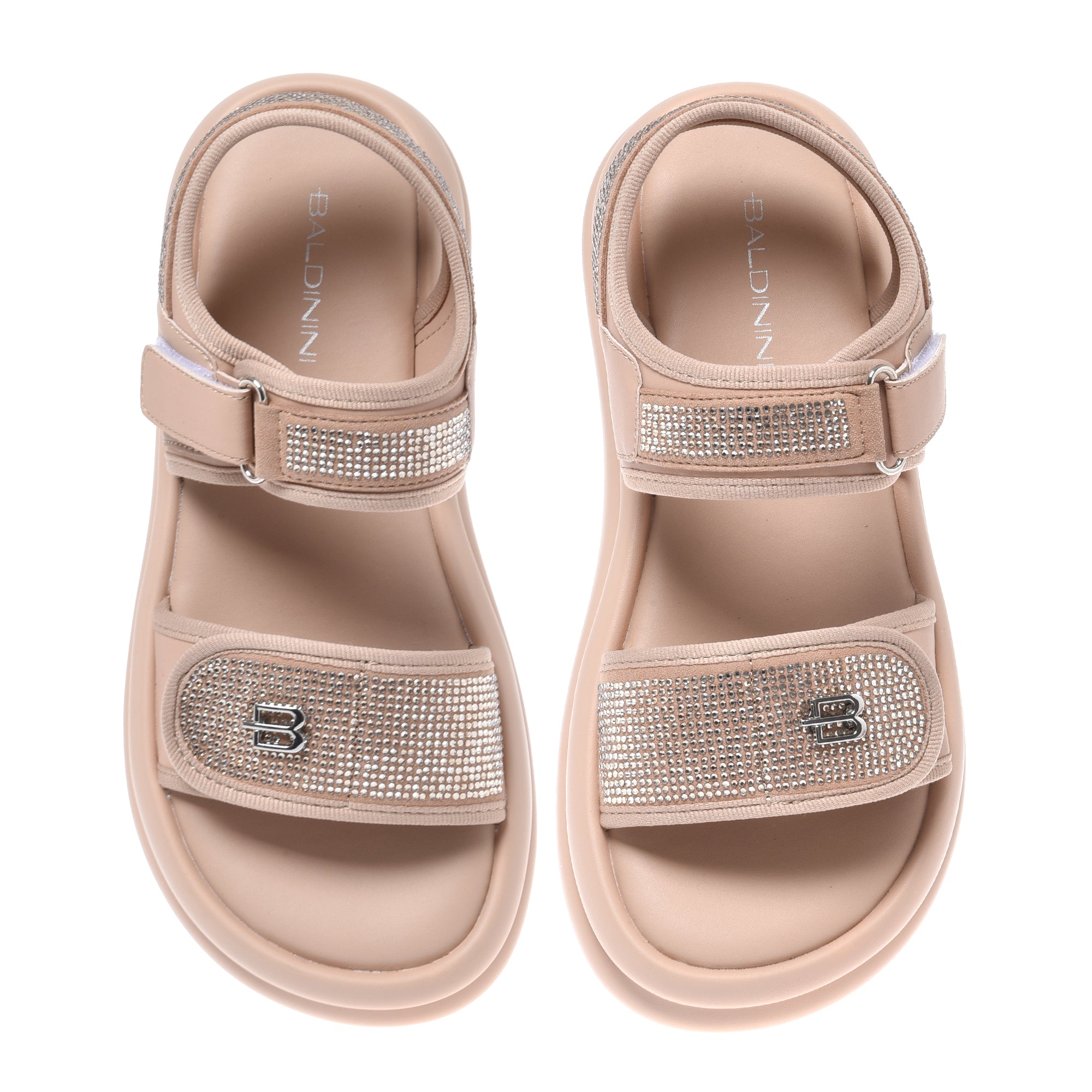 Sandal with rhinestones in nude lycra-Baldinini-OUTLET-ARCHIVIST-ARCHIVE-SALE