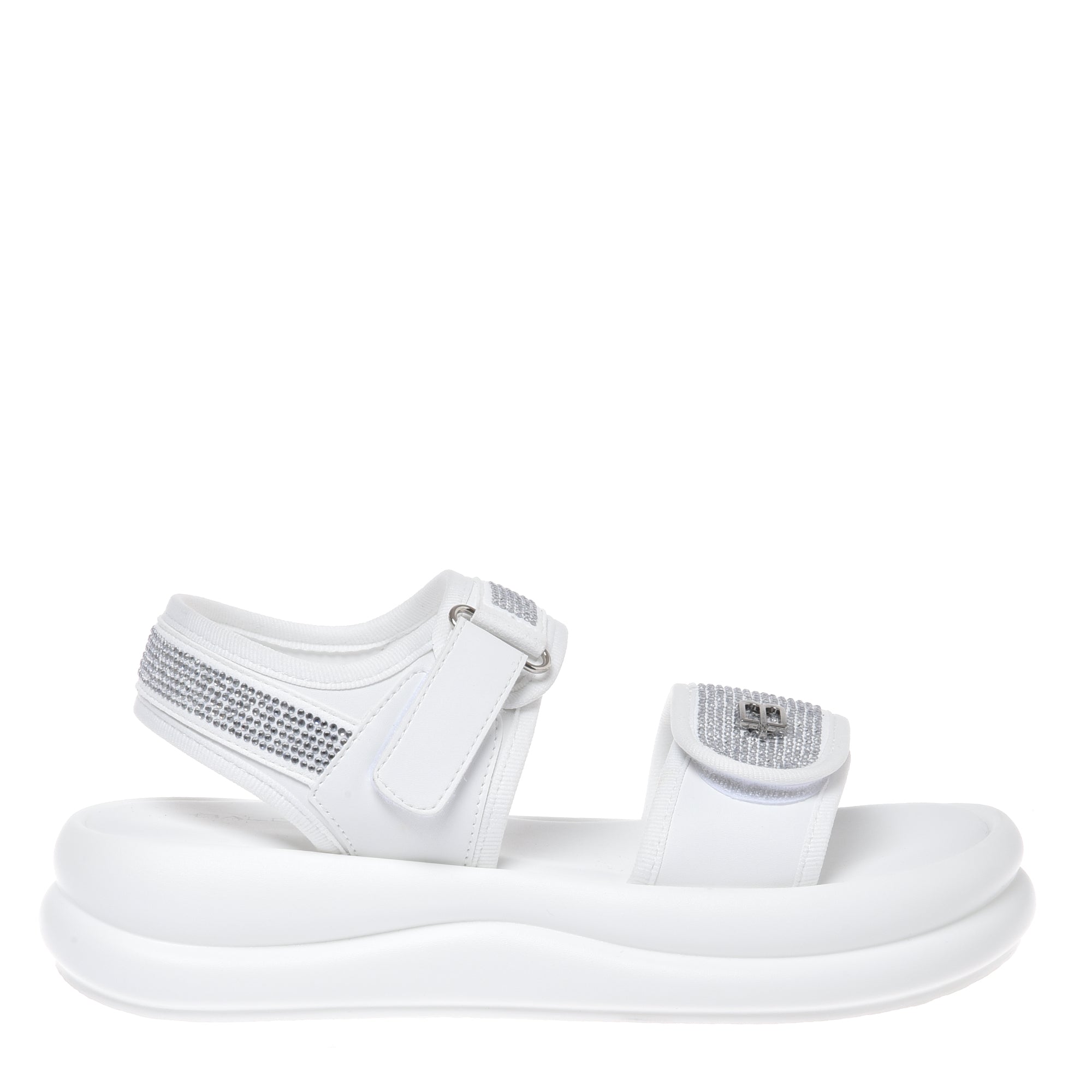 Sandal with rhinestones in white lycra-Baldinini-OUTLET-41-PANNA-ARCHIVIST-ARCHIVE-SALE
