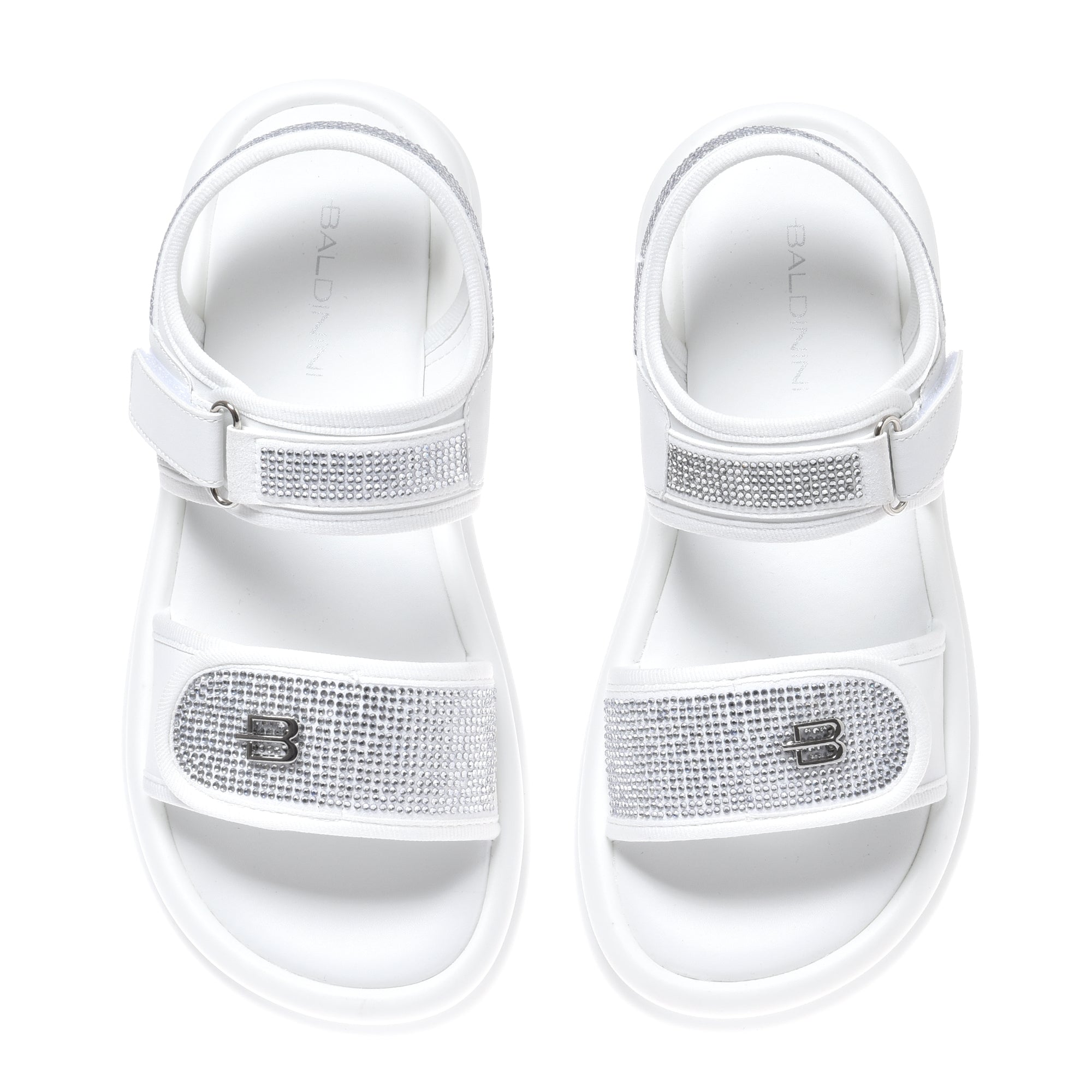 Sandal with rhinestones in white lycra-Baldinini-OUTLET-ARCHIVIST-ARCHIVE-SALE
