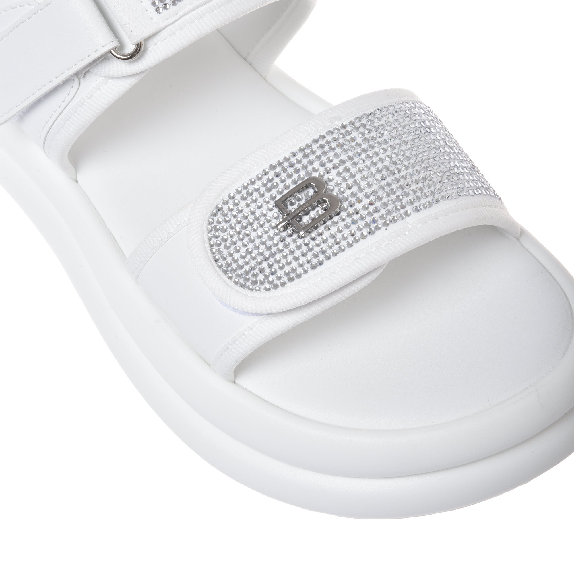 Sandal with rhinestones in white lycra-Baldinini-OUTLET-ARCHIVIST-ARCHIVE-SALE